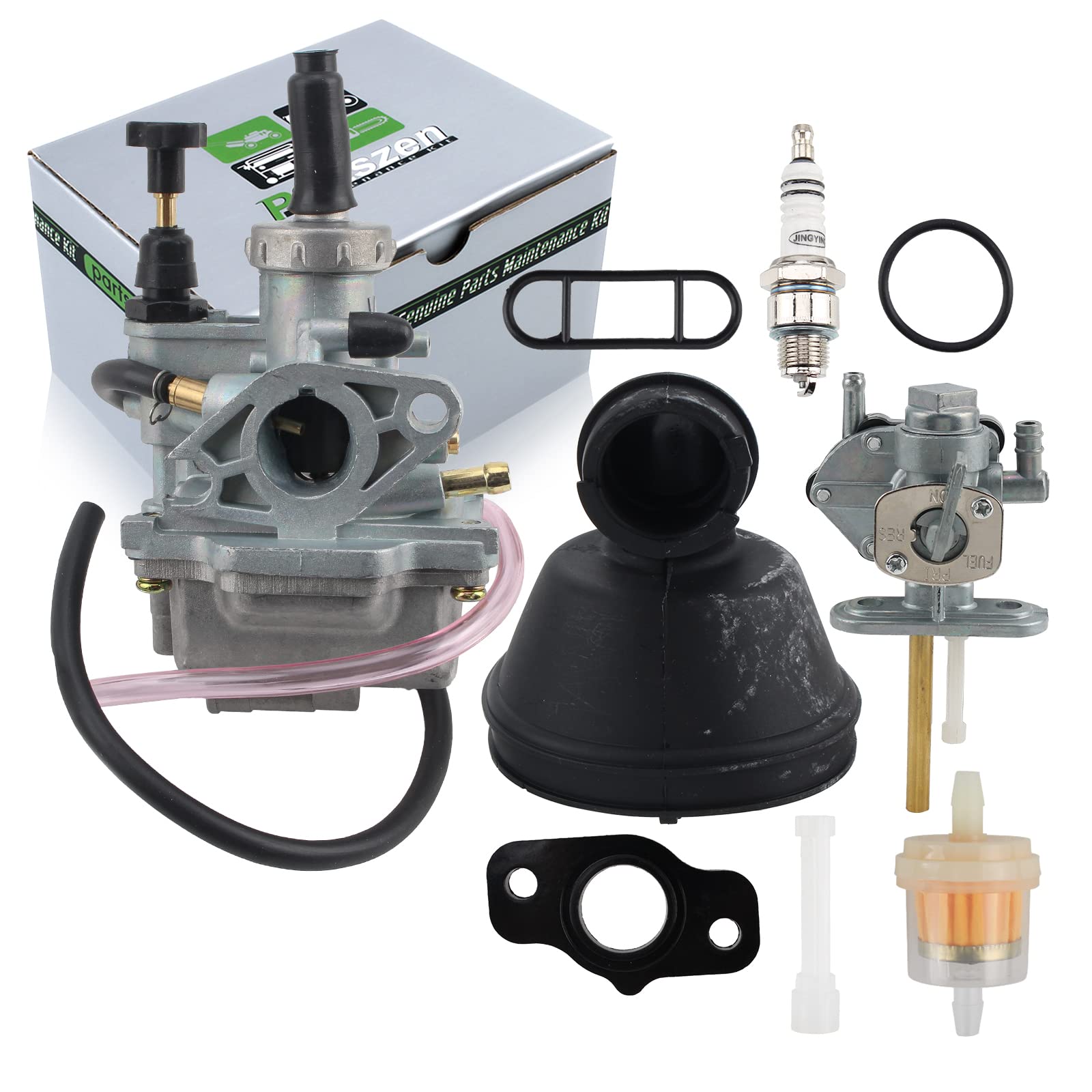 Partszen 13200-40B00 Carburetor For 1987-2006 Suzuki Lt80 Quadsport Atv 13200-40B10 13881-40B00 For 2003-2006 Ksf80 Kfx80 15003-S005 With Fuel Valve Petcock Intake Manifold Spark Plug