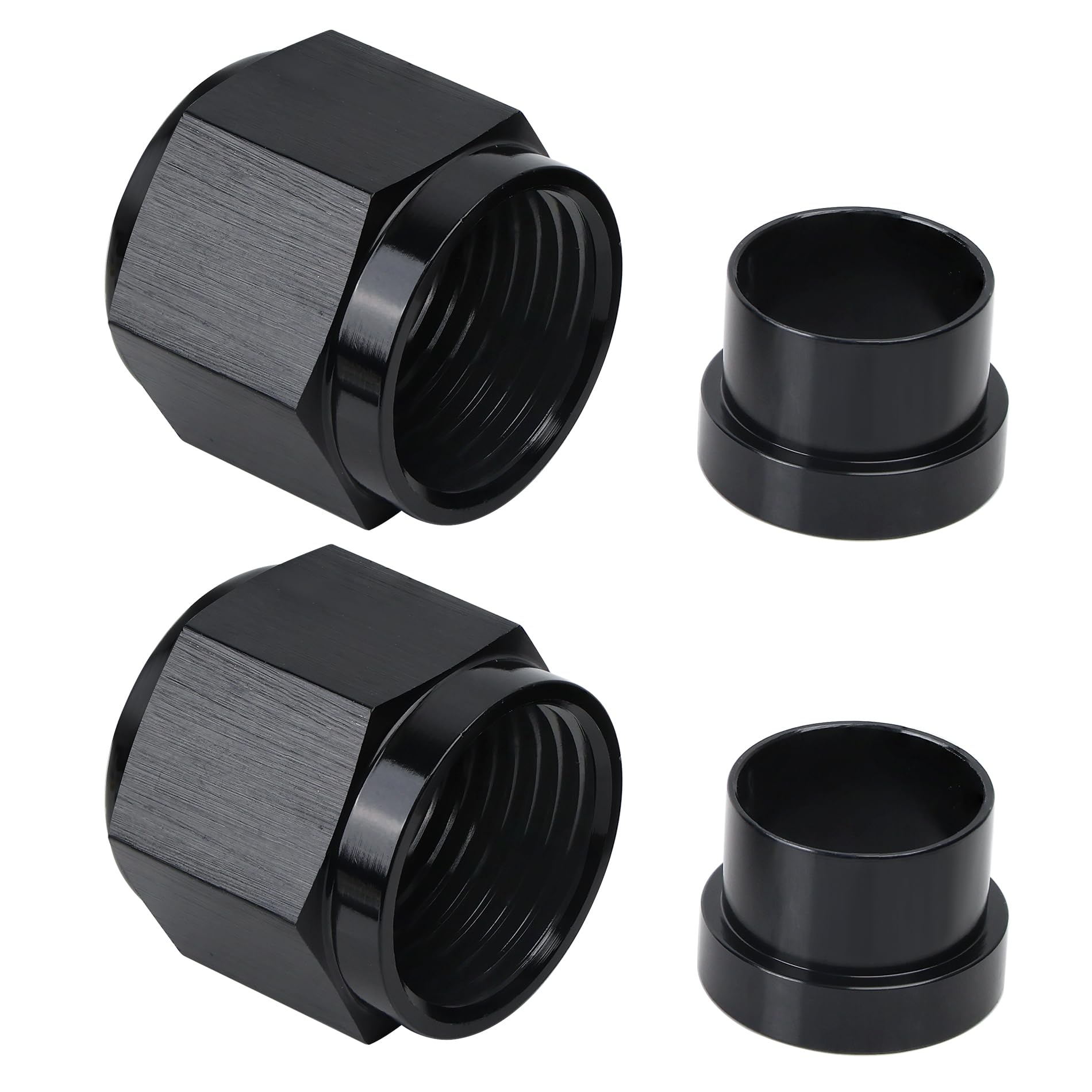 Evil Energy 6An Female Hardline Tube Nut & Sleeve Aluminum Fitting For 3/8' Od Alloy Tubing 2Pcs