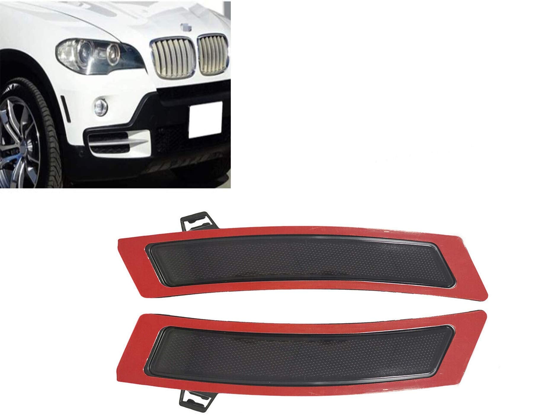 Eloveq Dark Smoke Lens Front Bumper Side Markers Replacement Reflector Compatible With 2011-2013 Bmw E70 X5 Lci Models W/O Side Cameras