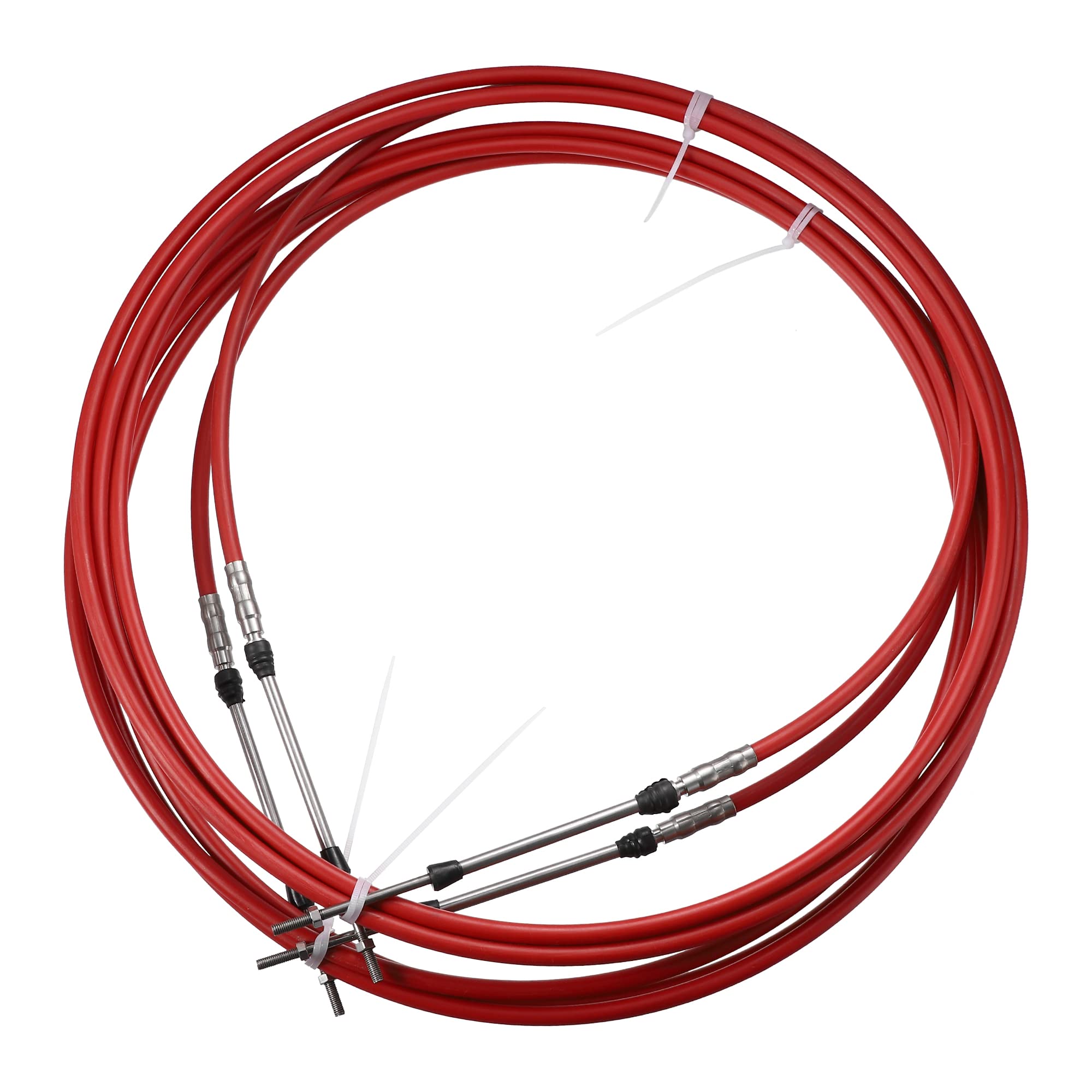 Motoforti 2Pcs 16Ft 5 Meter 197 Inch Marine Type 3300 / 33C Throttle Shift Remote Control Box Cable For Yamaha Outboard Engine Boat Motor Steering System Red