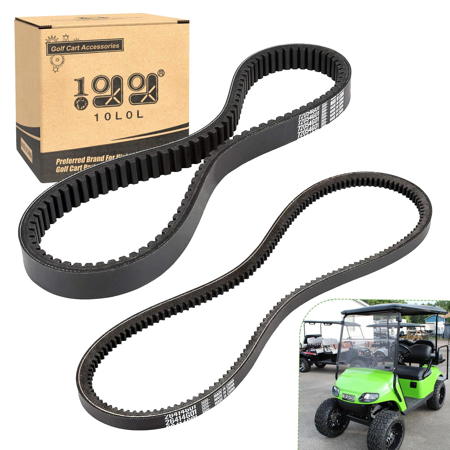 10L0L Clutch Drive Belt & Starter Generator Belt Kit For Ezgo Txt, Medalist, Workhorse 1994-Up Golf Cart With 295/350Cc Robin Engines, Oem 72054G01 72024G01 72025G01 26414G01 630587