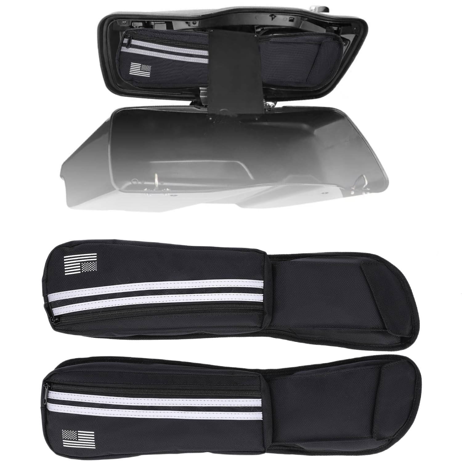 Cwxedn Street Glide Road King Accessories Saddlebag Lid Organizers 2 Pack Compatible With 2014-2023 Touring Street Glide Road King Road Glide Electra Glide Flt Flh (Blabk)