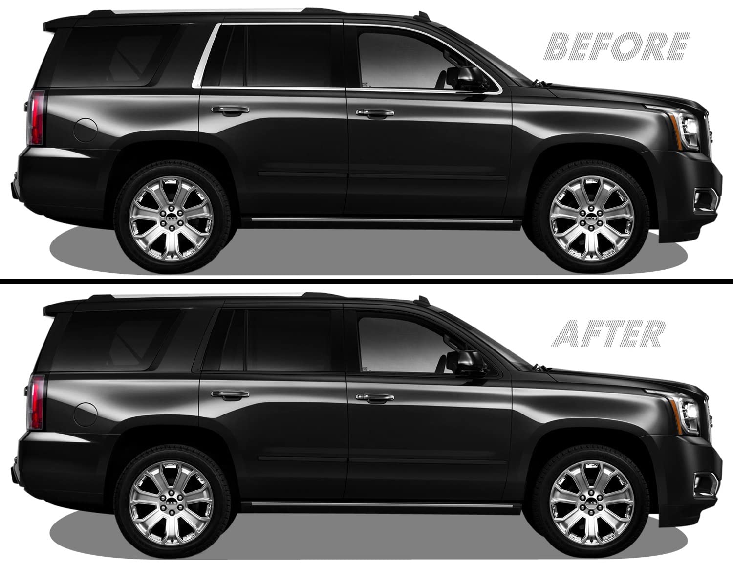 Slickmod Chrome Delete Blackout Vinyl Overlay For 2015-2020 Gmc Yukon Window Trim (Gloss Black)