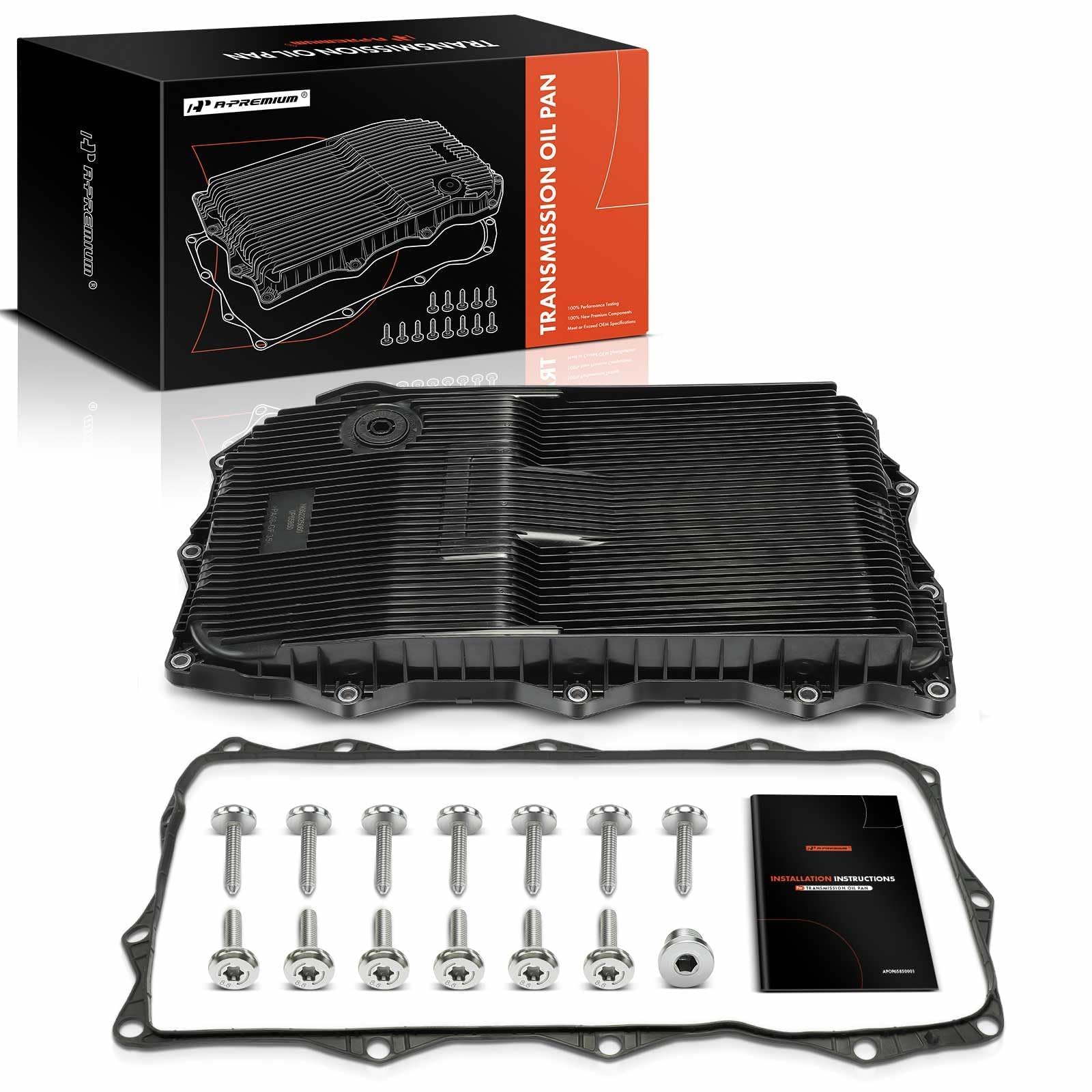 A-Premium Transmission Oil Pan With Gasket & Drain Plug Compatible With Ram 1500 2500 3500 & Jeep Grand Cherokee & Dodge Charger, Challenger, Charger & Chrysler 300, 8-Speed Automatic Transmission