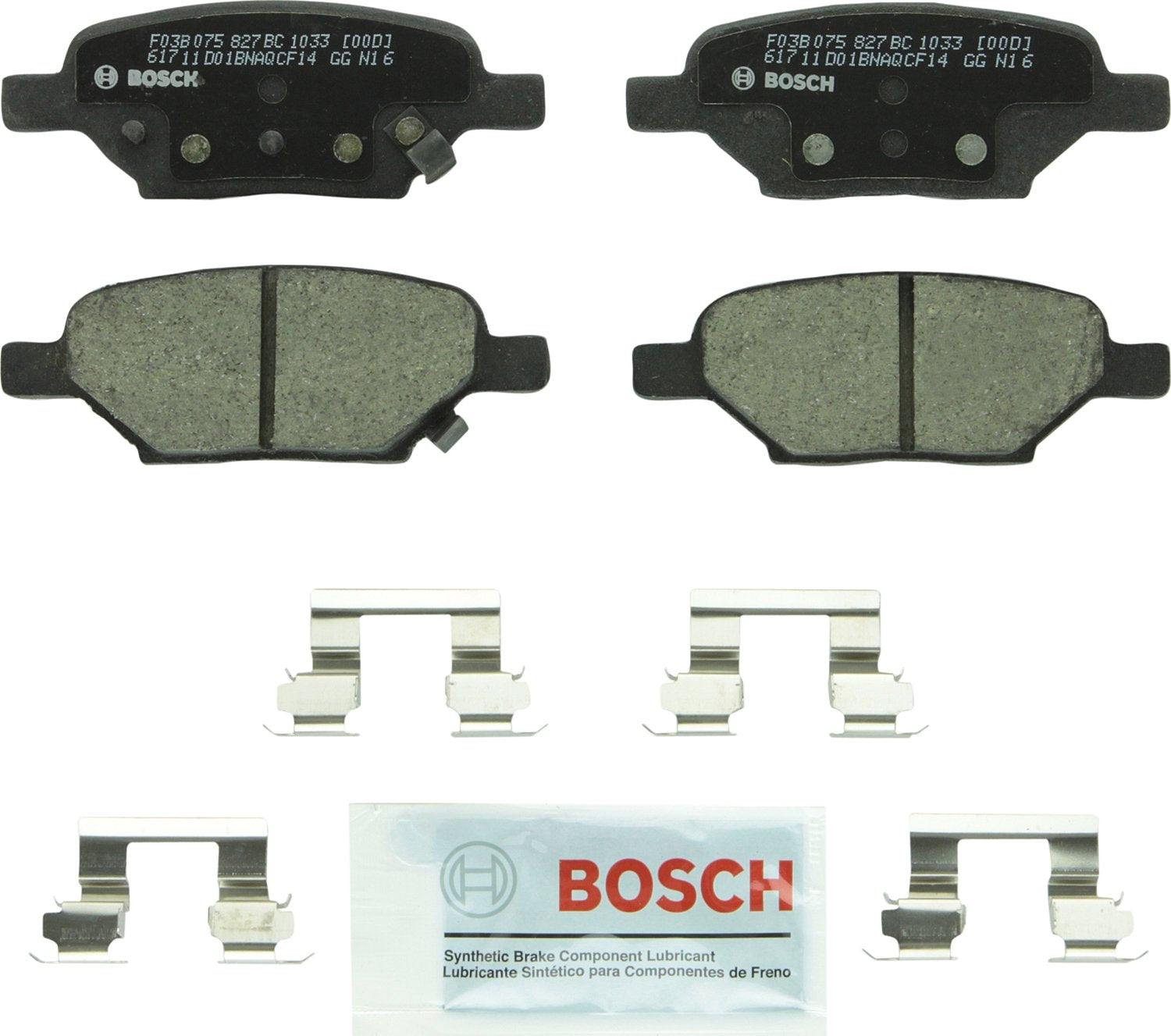 Bosch Bc1033 Quietcast Premium Ceramic Disc Brake Pad Set - Compatible With Select Chevrolet Cobalt, Hhr, Malibu; Pontiac G5, G6, Pursuit; Saturn Aura, Ion; Rear