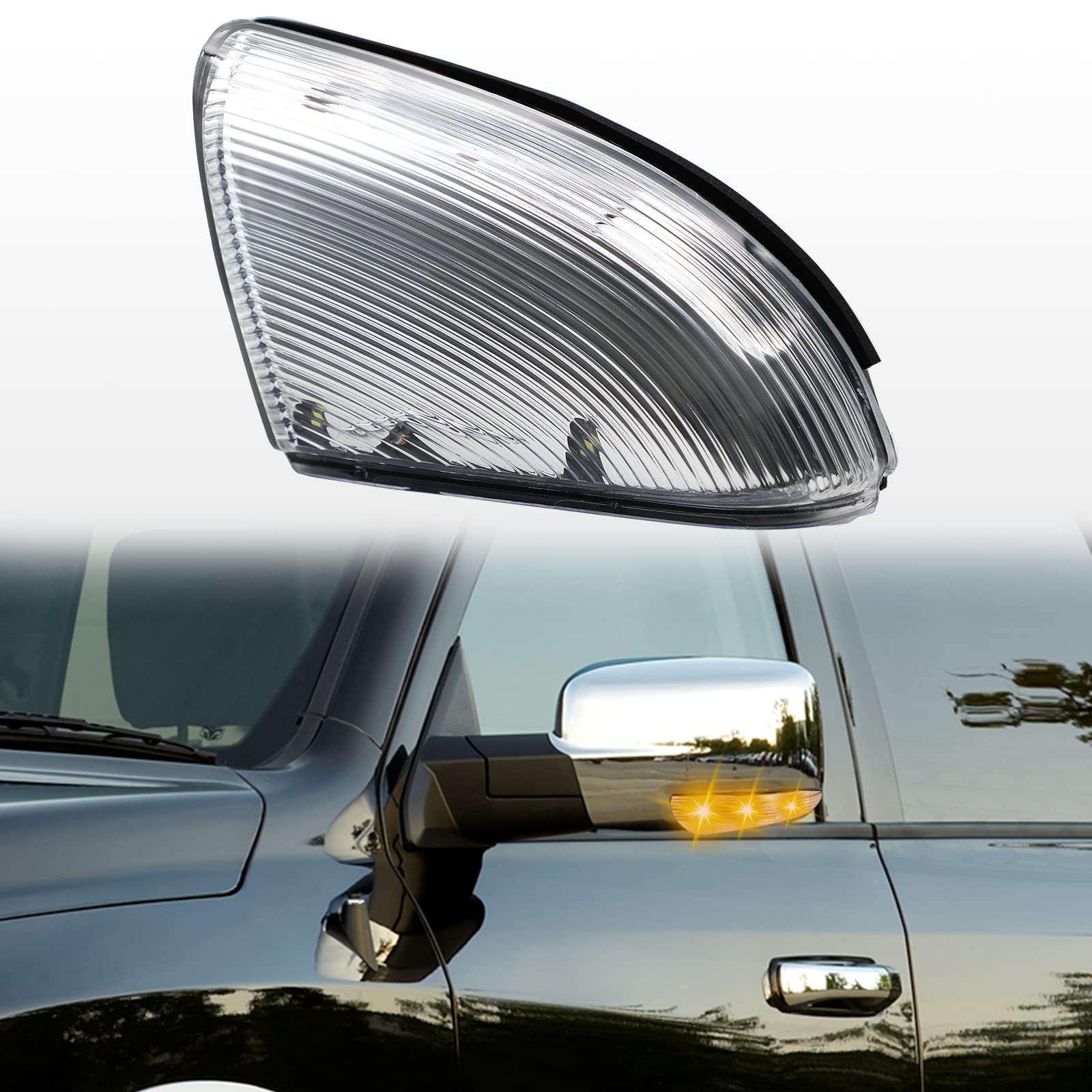 Front Mirror Turn Signal Puddle Light Compatible With Dodge Ram 1500 2009-2018,Side Marker Led Light Lamp Assembly For Ram 2500 2010-2018,2019-2021 Ram 1500 Classic Replace 68232479Aa(Left Driver)