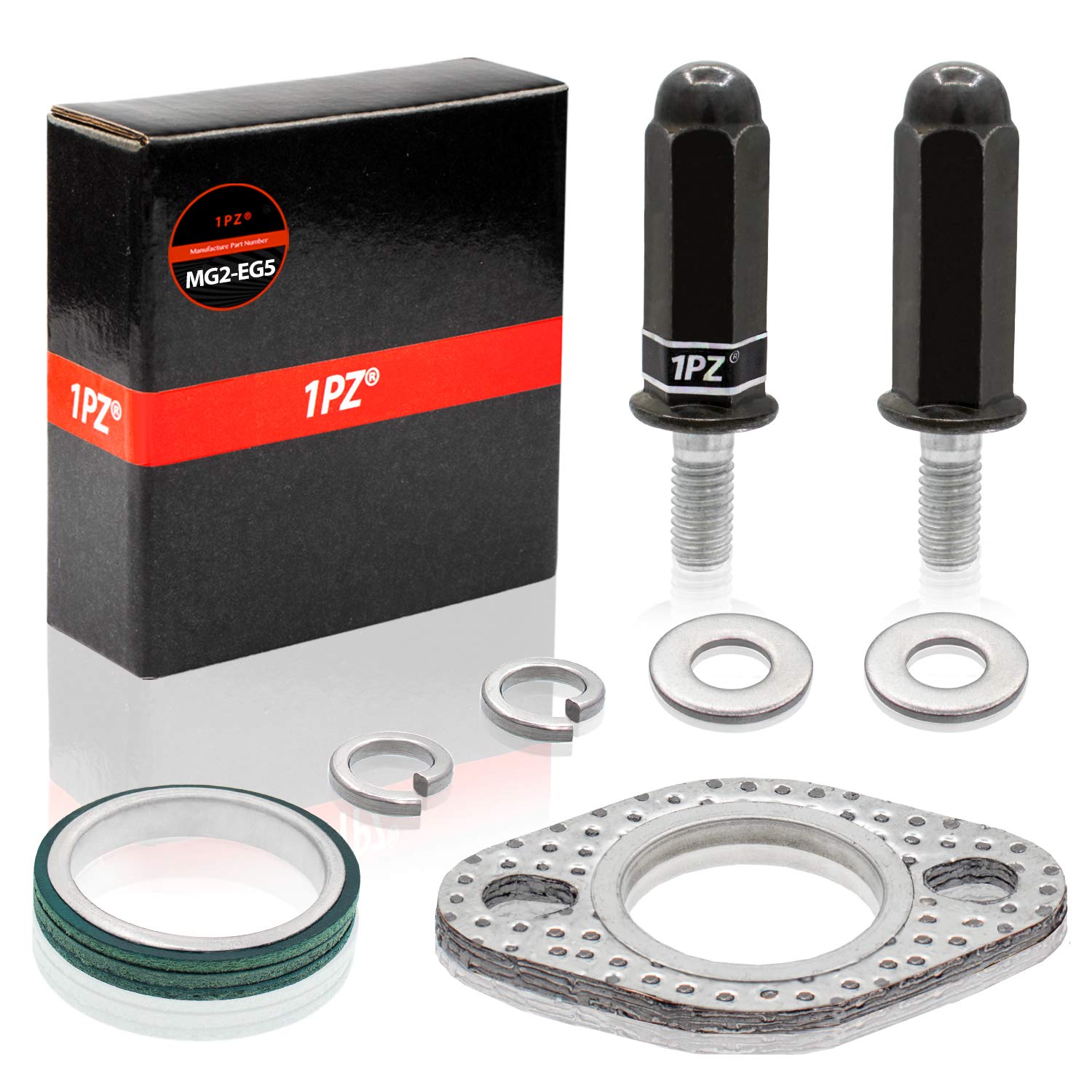 1Pz Mg2-Eg5 Exhaust Bolt And Gasket For Gy6 50Cc 70Cc 90Cc 110Cc 125Cc 150Cc Scooters Atvs (Black)