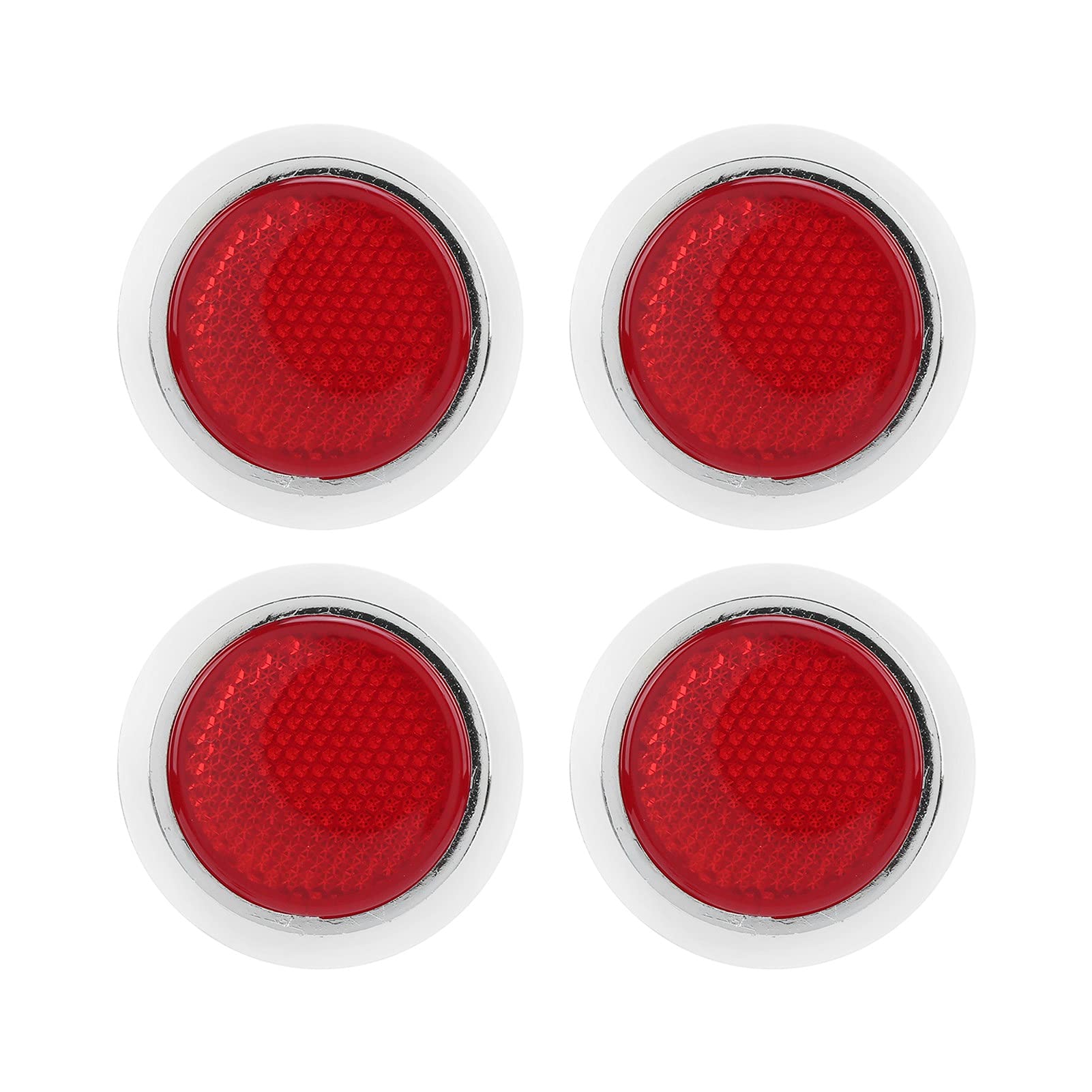 Reflective Sticker, 4Pcs Red Reflector Abs Chrome Trim Round Reflective Protection For Automobile Motorcycle Reflective Motorcycle Sticker