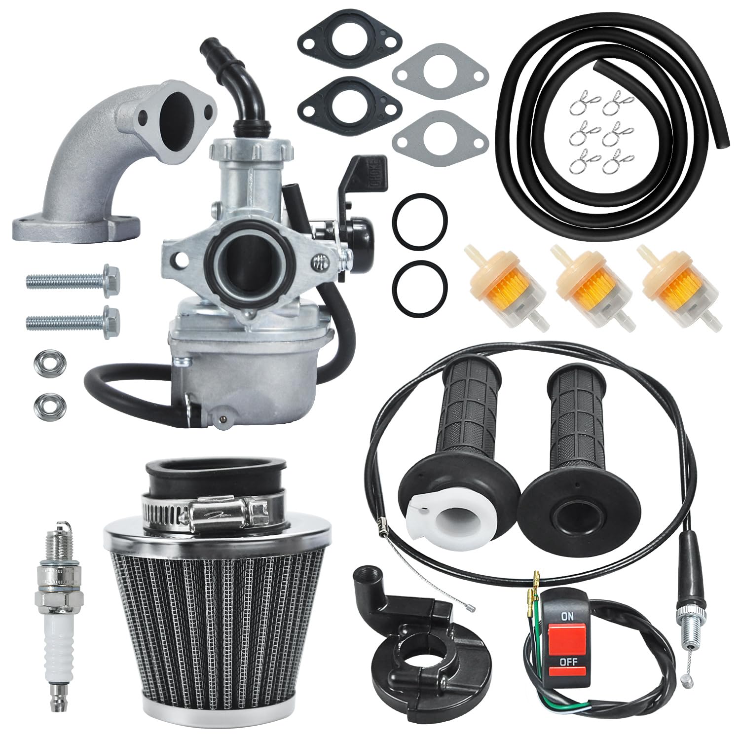 Holato Pz22 Carburetor Carb Air Filter Throttle Handle Grips Cable Kit For 110Cc 125Cc Xr50 Crf50 Crf50F Crf110 Taotao Db14 Db24 Ssr110 Ssr125 Coolster Apollo Pit Dirt Bike Chinese 4 Wheeler Atv Black