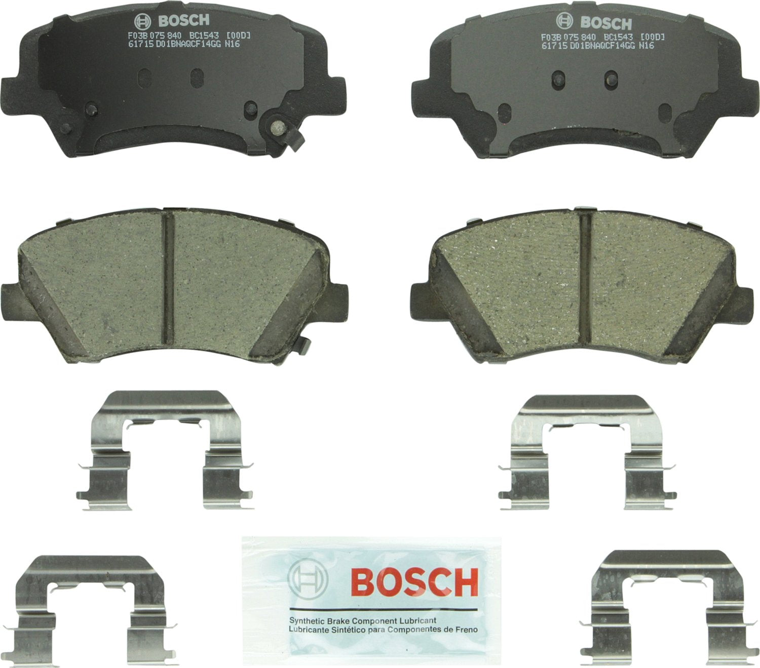 Bosch Bc1543 Quietcast Premium Ceramic Disc Brake Pad Set - Compatible With Select Hyundai Elantra, Elantra Coupe, Elantra Gt; Kia Forte, Forte5, Forte Koup; Front