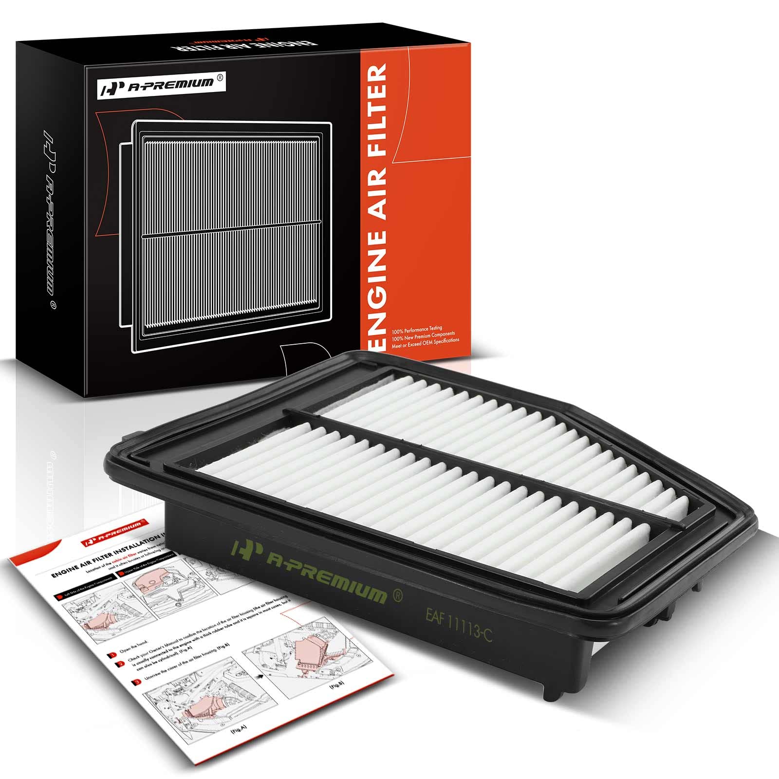 A-Premium Engine Air Filter - Compatible With Acura & Honda Models - Ilx 2013 2014 2015 2.0L, Civic 2012 2013 2014 2015 1.8L