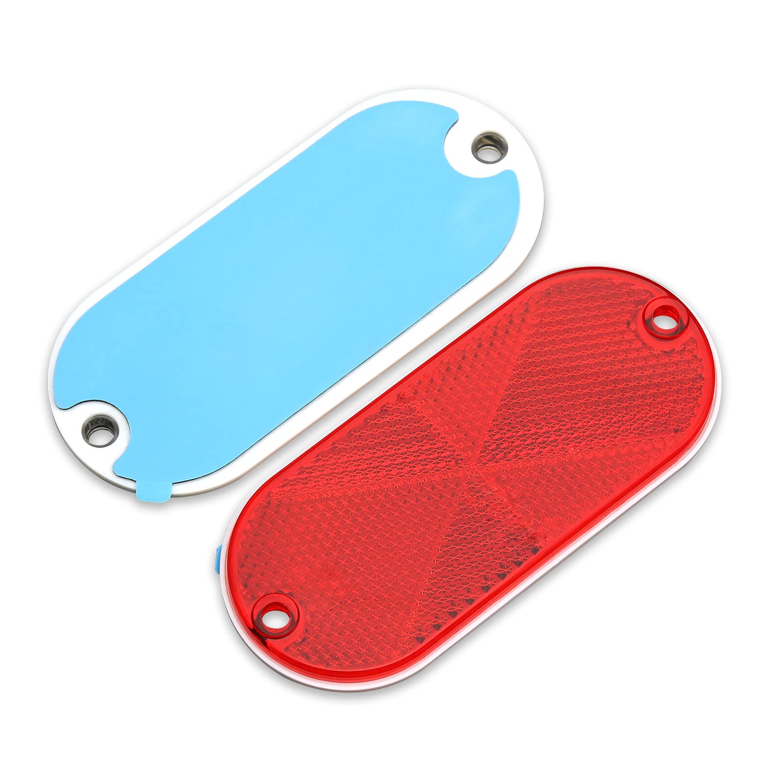 Mfc Pro 2Pcs Plastic Oval Stick-On Reflector (Red)
