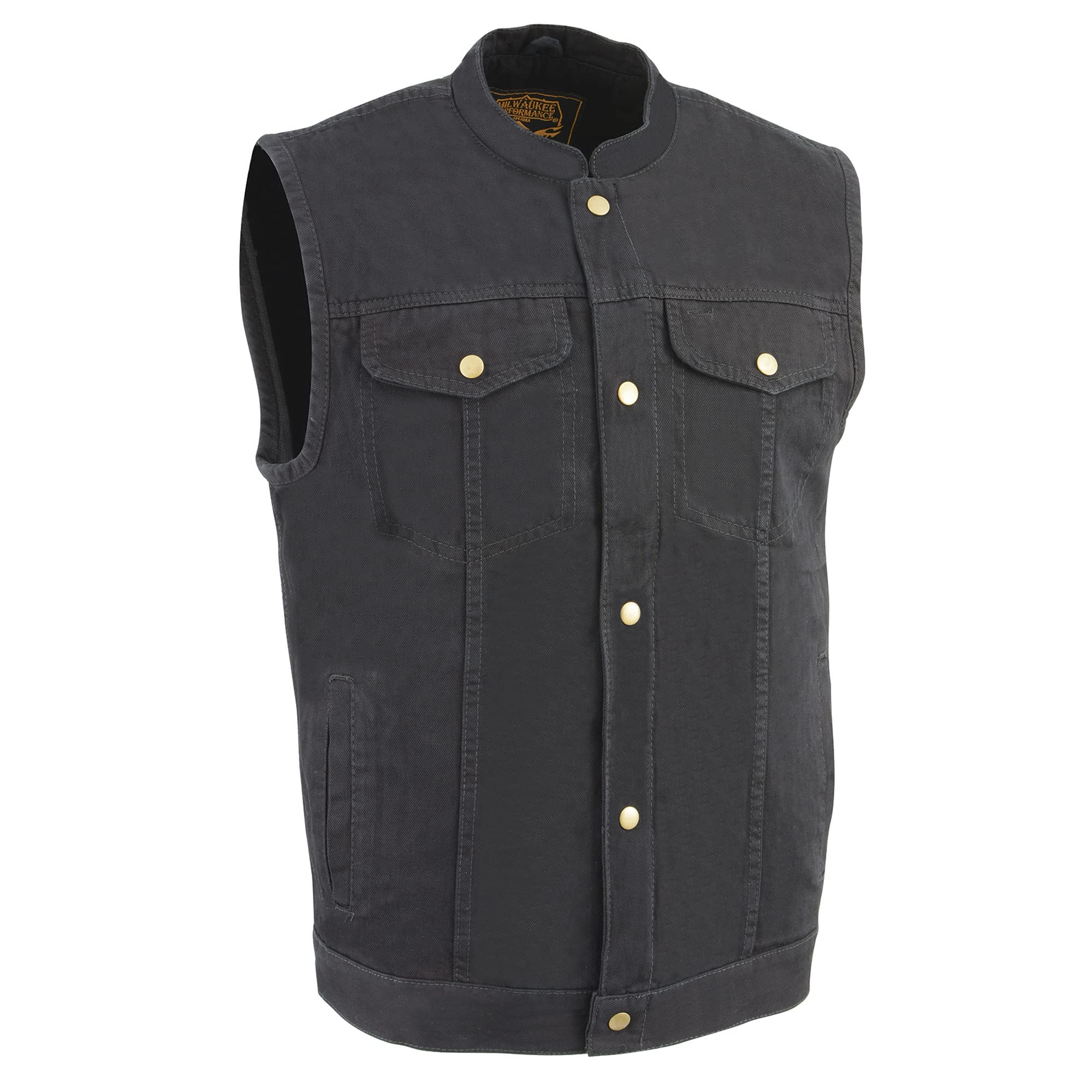 Milwaukee Leather Men'S Soa Anarchy Black Denim Textile Motorcycle Vest - Gun Pocket Inside (7X-Large)
