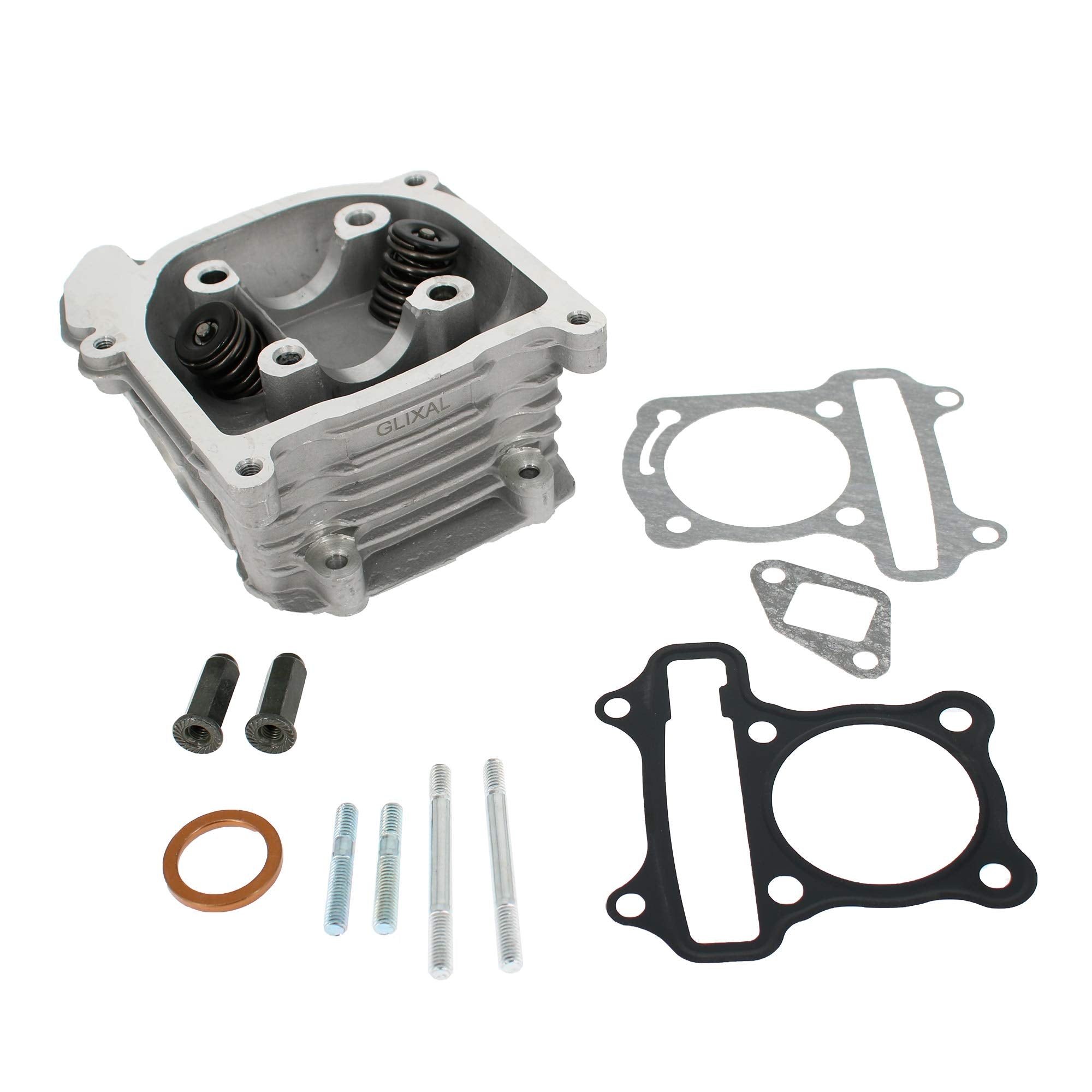 Glixal Atgt-52Mm Gy6 49Cc 50Cc To 105Cc Engine 52Mm Racing Cylinder Head Assy With Big Valves For 139Qmb 139Qma Chinese Scooter Moped Atv Go Kart Quad (Non Egr, 23Mm Big Valve Type)