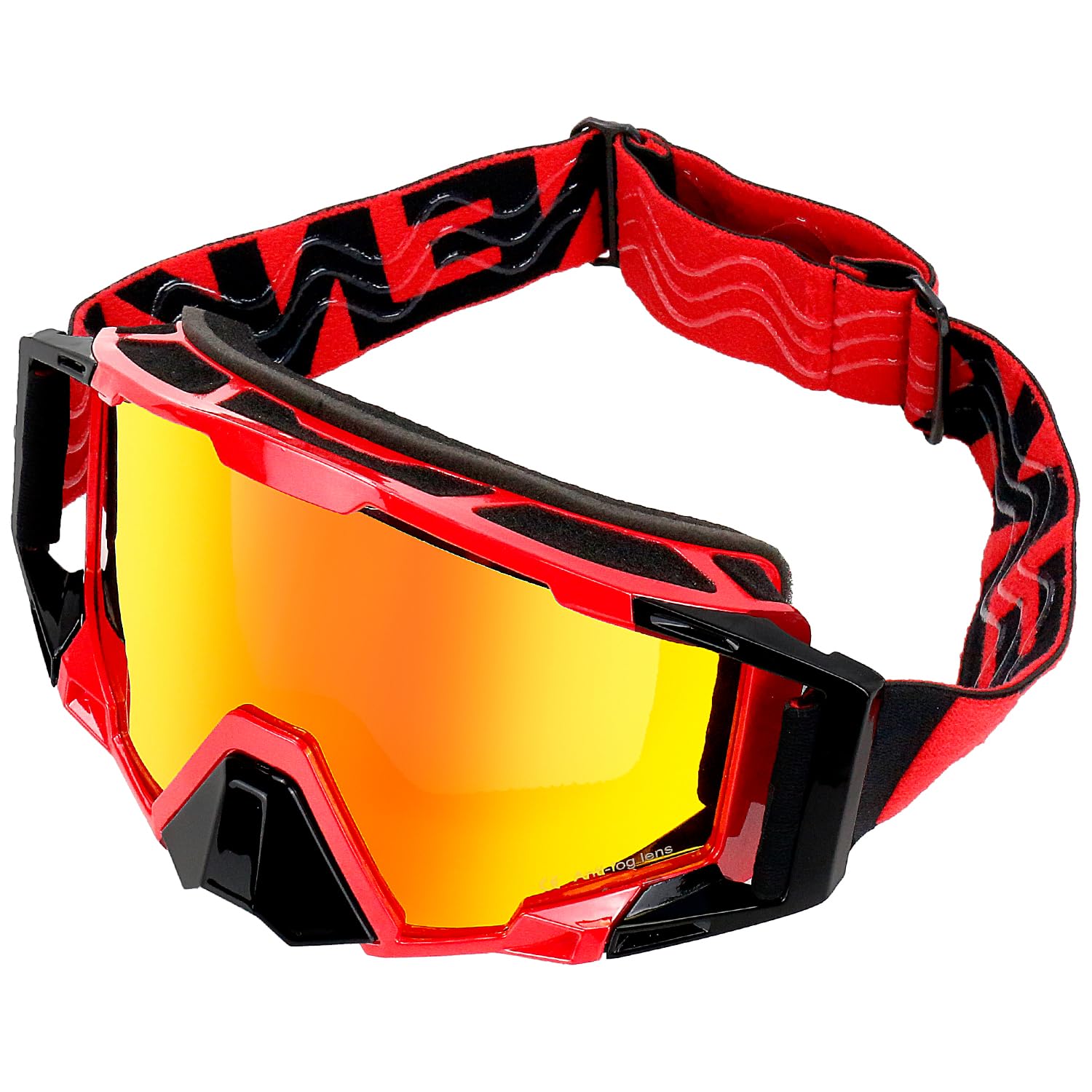 Nenki Dirt Bike Goggles Motocross Goggles With Nose Cover Mx Goggles Atv Off Road Dirtbike Goggles For Unisex Adult (Red Lens)