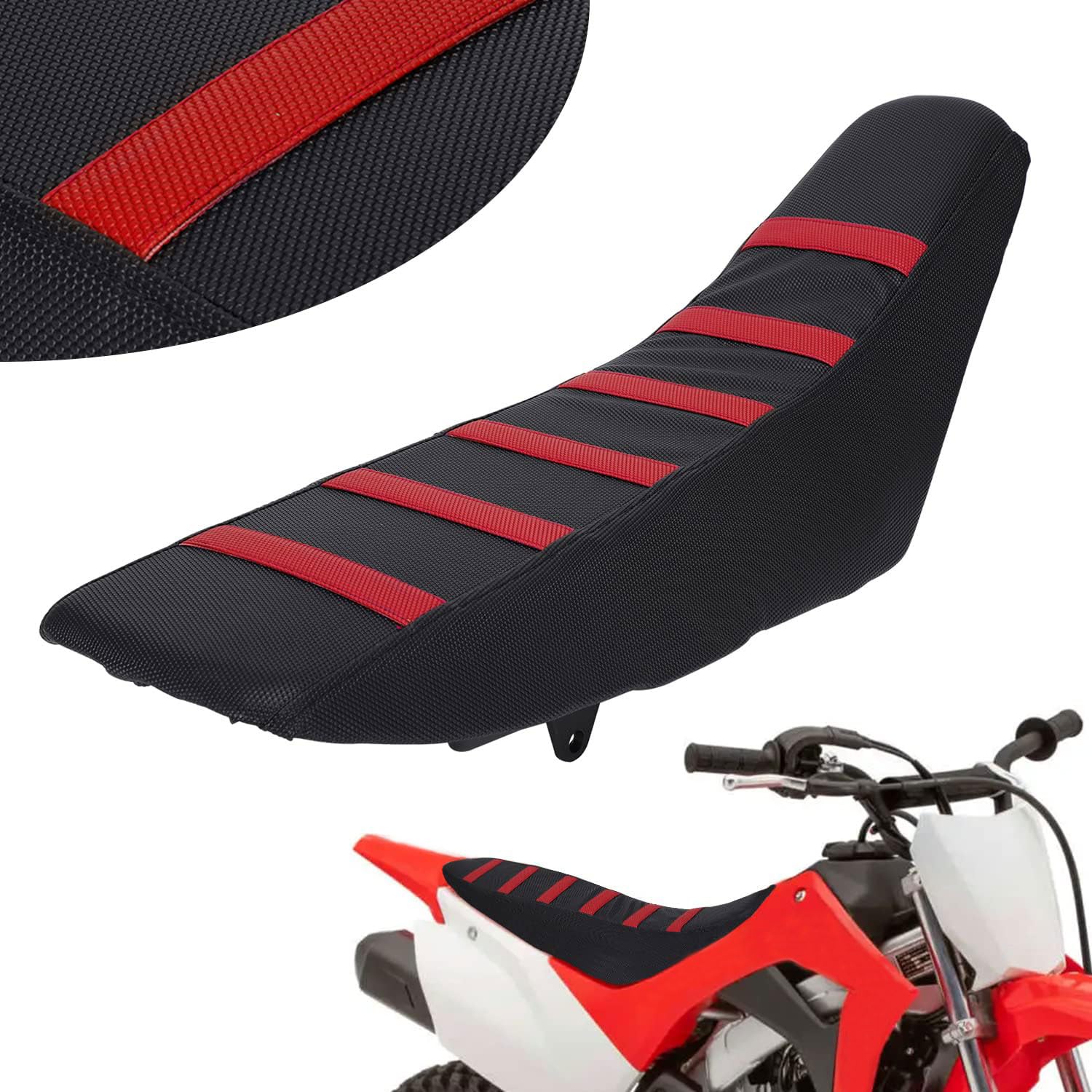 Ustpo Dirt Bike Seat Cover Particle Surface Universal For Crf Cr Xr 50Cc - 450Cc Rm Kx Klx Ttr Pw Hawk 250 Ssr Apollo Rfz Tao Tao Thumpstar Dirt Pit Bike Red