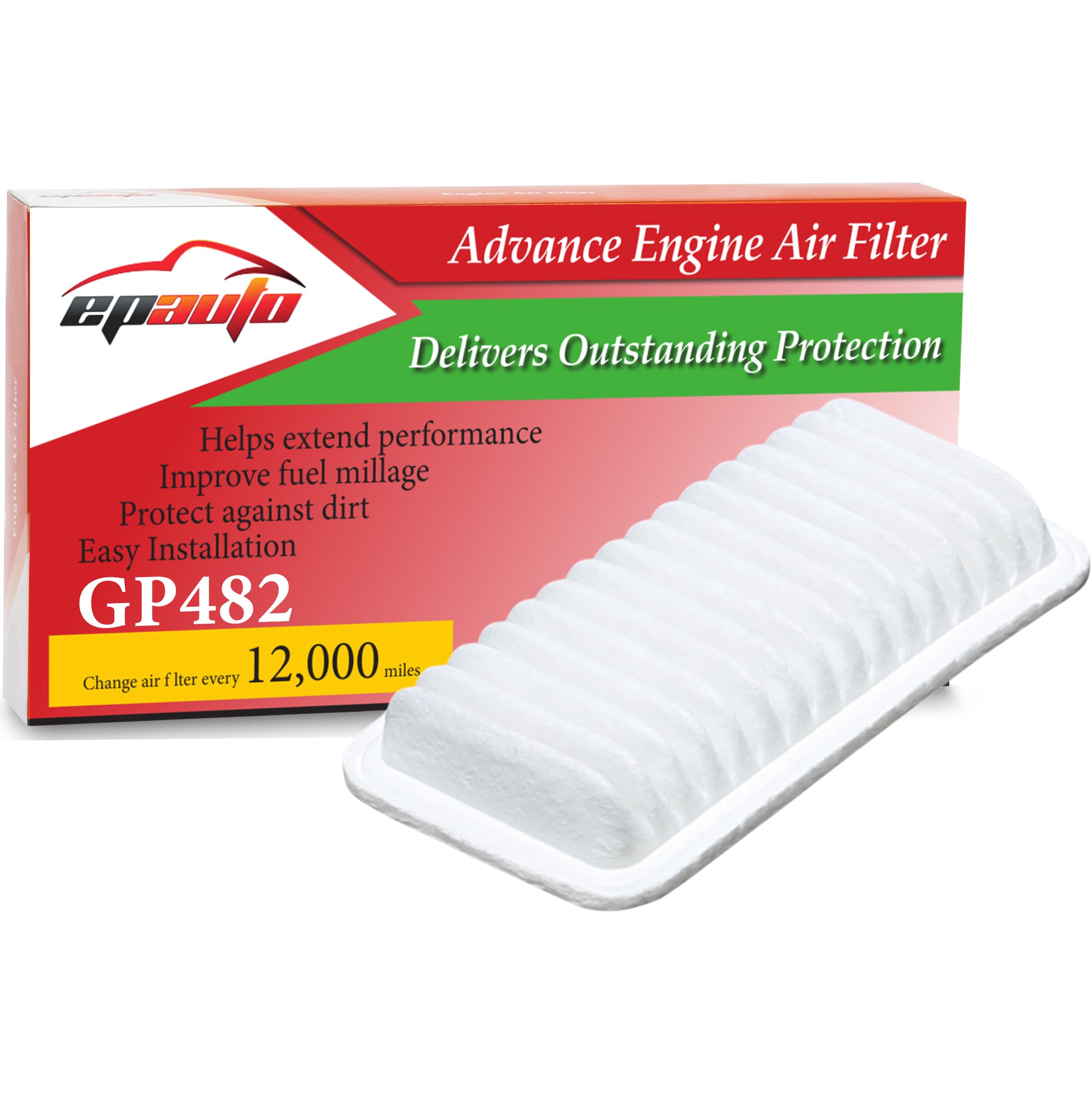 Epauto Gp482 (Ca9482) Replacement For Toyota/Scion/Subaru/Pontiac Panel Engine Air Filter For Corolla (2003-2008), Matrix (2003-2008), Fr-S (2013-2016), Tc (2005-2010), Brz Automatic (2013-2020)