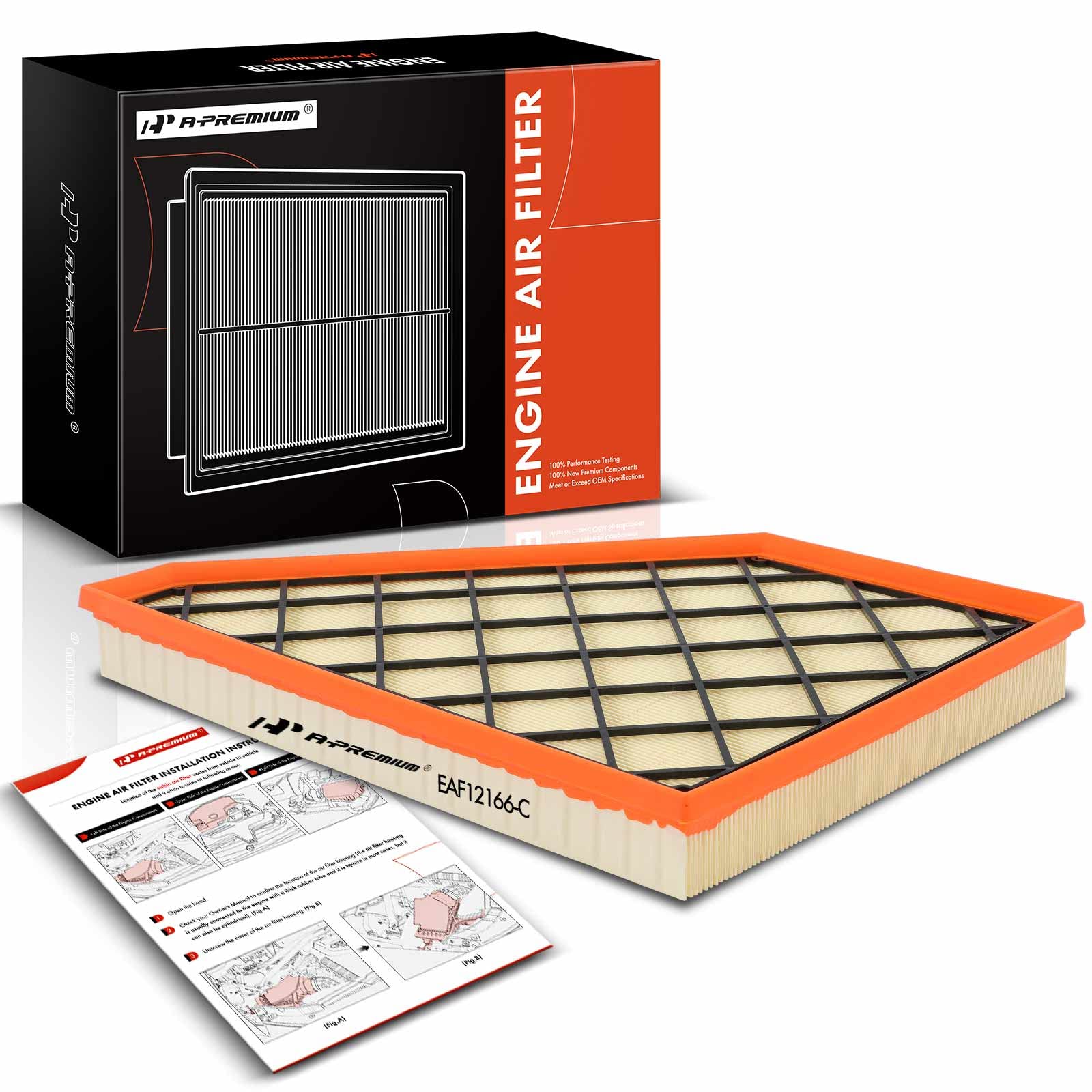 A-Premium Front Engine Air Filter Compatible With Buick Enclave 2018-2023 & Cadillac Xt5, Xt6 & Chevrolet Blazer, Traverse & Gmc Acadia, 2.0L 2.5L 3.6L, Flexible Panel, Replace# 23321606