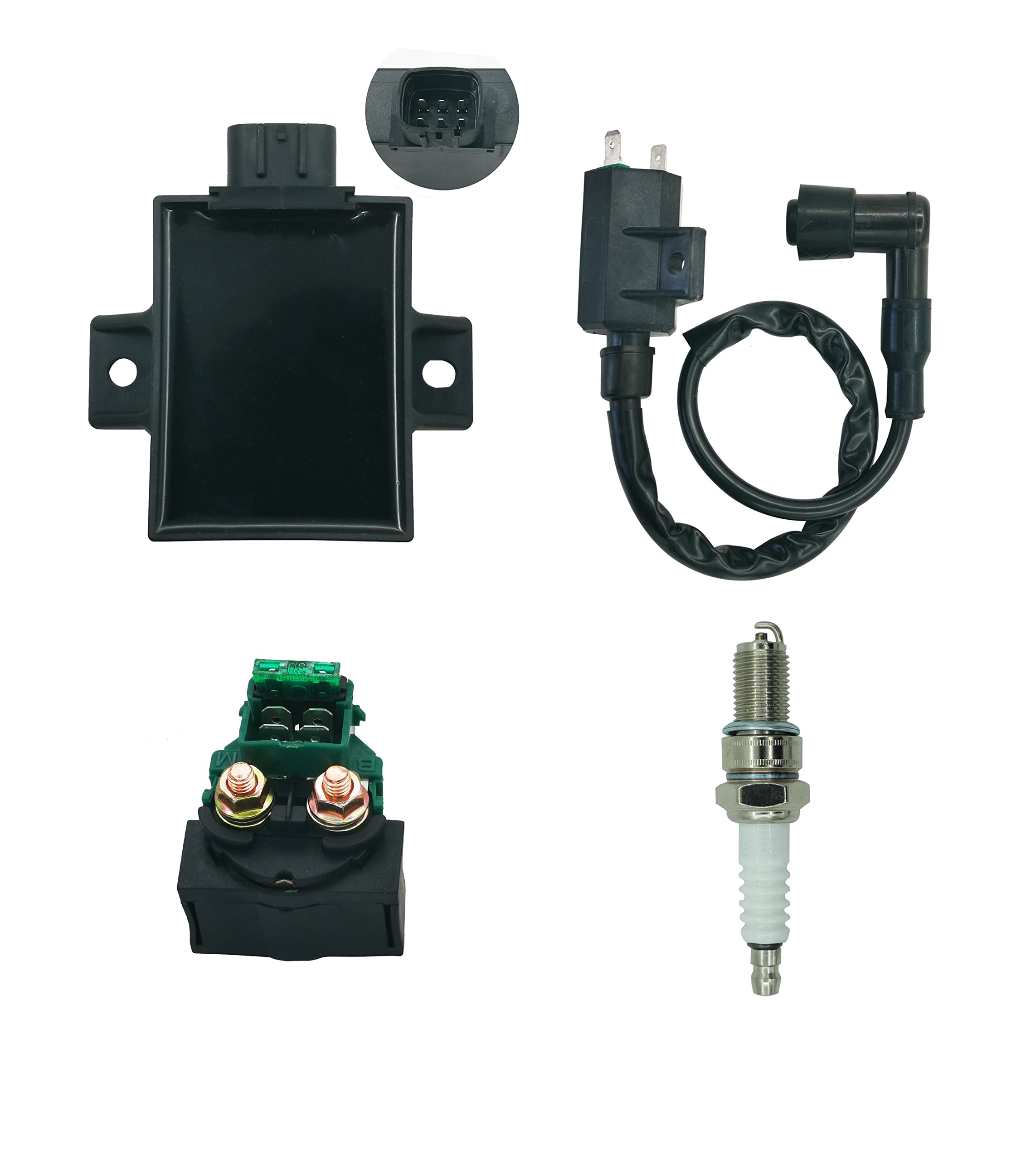 Ignition Coil With Cdi Box&Starter Solenoid Relay Replacement For Kawasaki Bayou 220 250 Klf220 Klf250 1996-2011,Part# 21119-1457 21121-1160 92070-1019 21160-1085 27010-1254