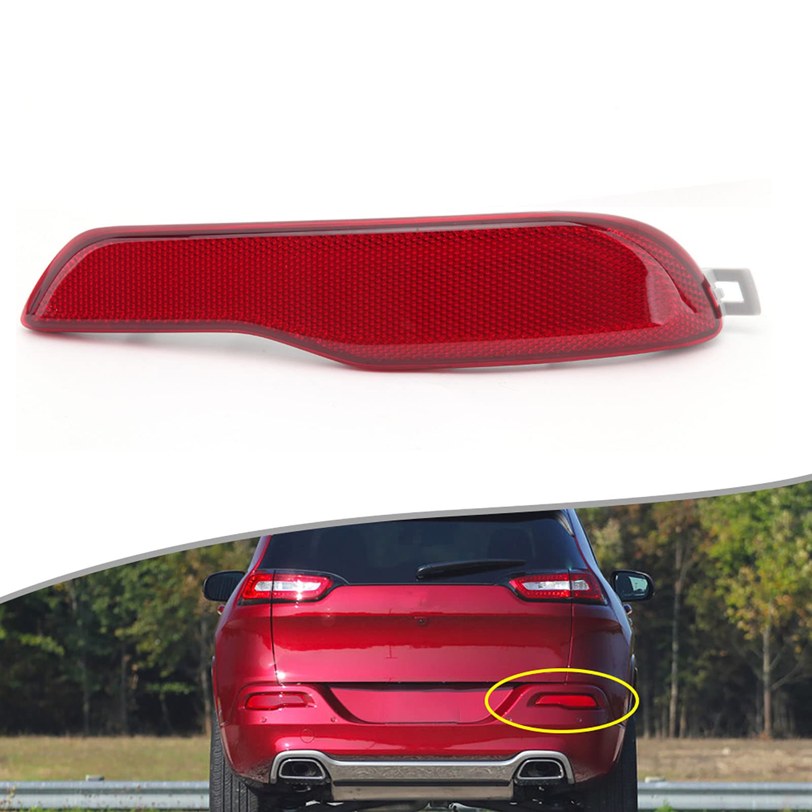 Clidr Rear Bumper Reflector For 2014 2015 2016 2017 2018 Jeep Cherokee 68105144Ac Passenger Side (Right)