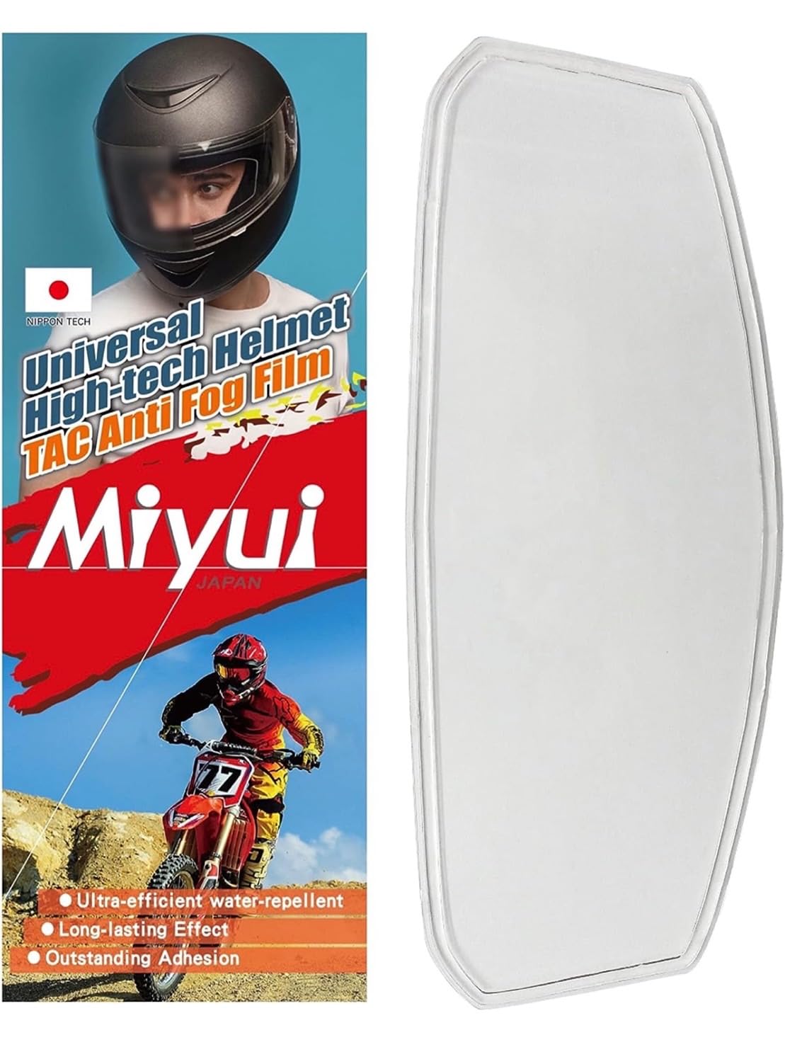 Miyui Japan Shield Universal Motorcycle Helmet Shield Anti-Fog Film, Clear Visor Lens Insert Fog Resistant 3.83' X 10.04'