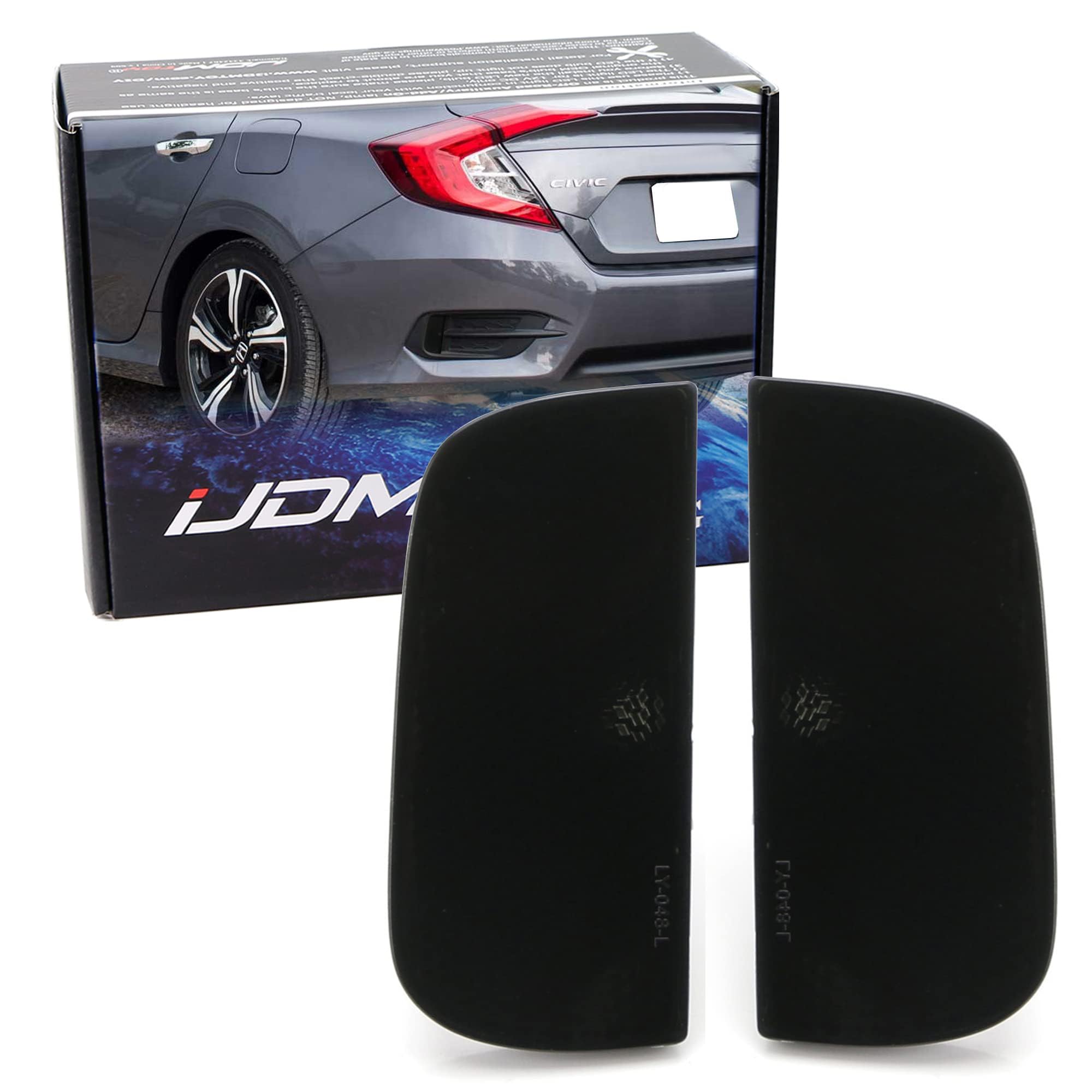 Ijdmtoy Smoked Lens Rear Bumper Reflector Lenses Compatible With 2016-21 Honda Civic Sedan/Coupe 10Th Gen, Oe-Spec Lh Rh Assembly