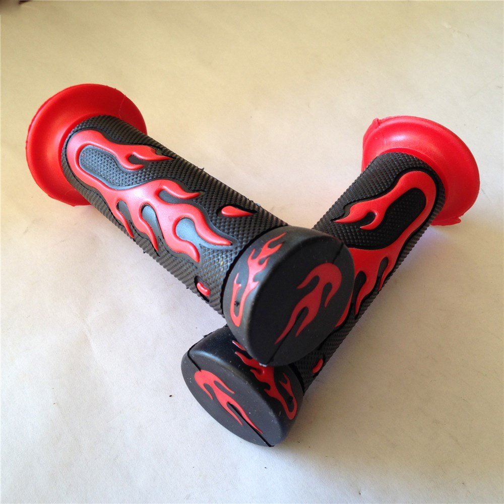 Xkmt- Flame Gel Style H Grips Red Atv Quad Compatible With Kawasaki Polaris Seadoo Bombardier Jet Ski Atv Foreman Recon Rincon Brute Force Prairiebruin Grizzly Kodiak [B017Qv99Am]