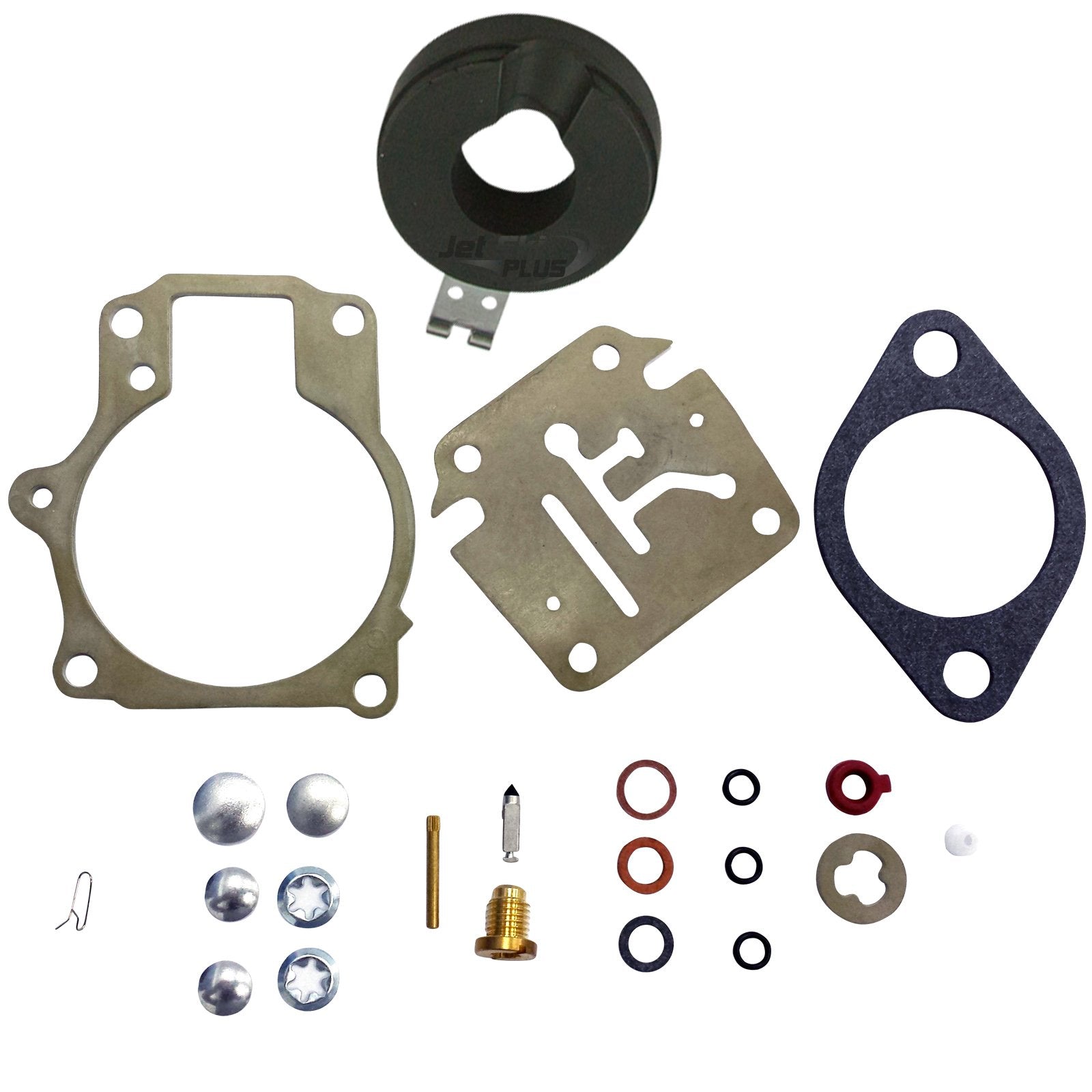Deluxe Venom Brand Carburetor Carb Rebuild Repair Kit W Float (For Johnson Evinrude/Fits Many 18 20 25 28 30 35 40 45 48 50 55 60 65 70 75 Hp Outboard Motors (See Chart For Fitment)