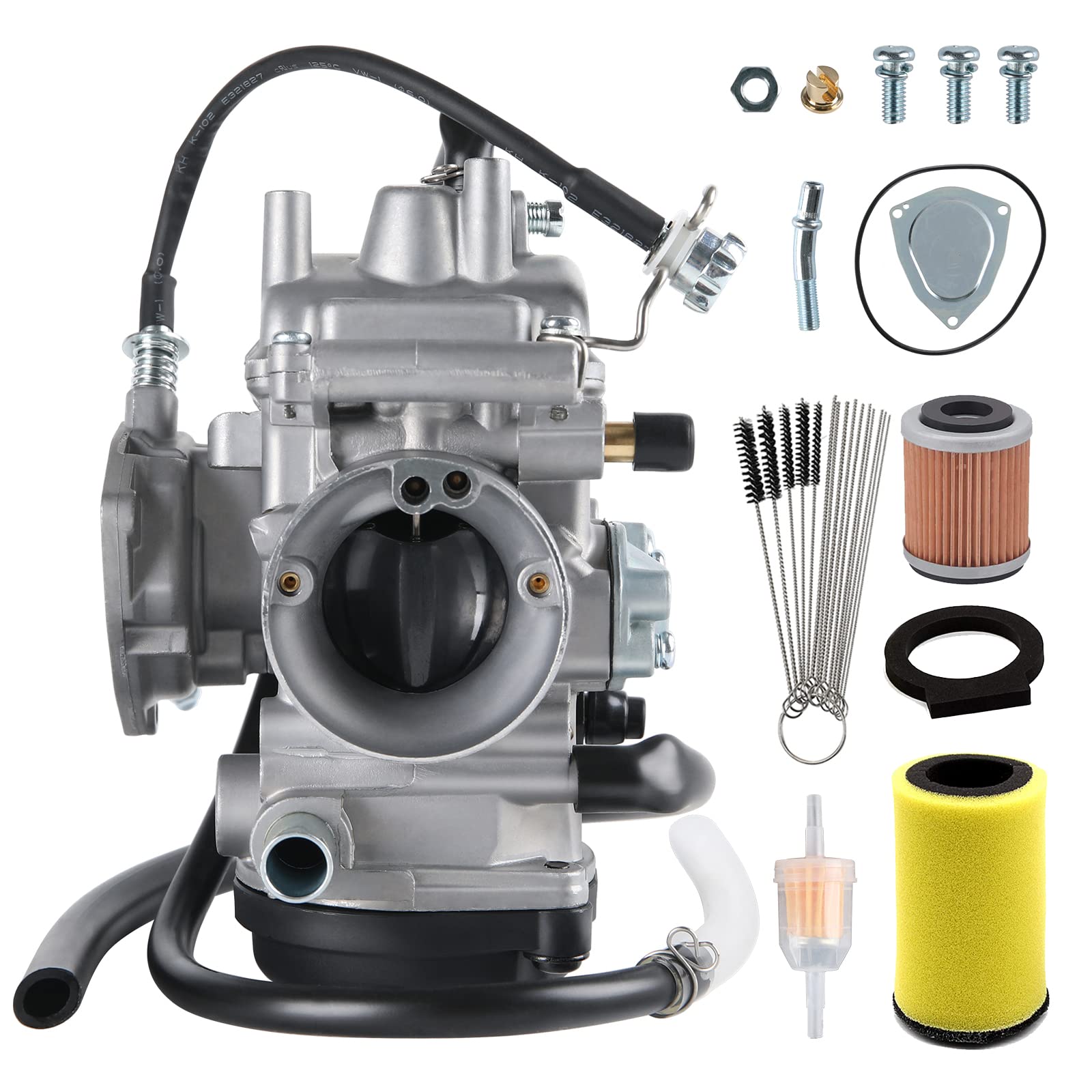 Carburetor Compatible With Yamaha 2000-2006 Big Bear Yfm 400 Yfm400,Kodiak 400,2007-2010 Wolverine 450,2007-2014 Grizzly 350 450 Atv With Cleaner Brush,Air Fiter,Fuel Filter