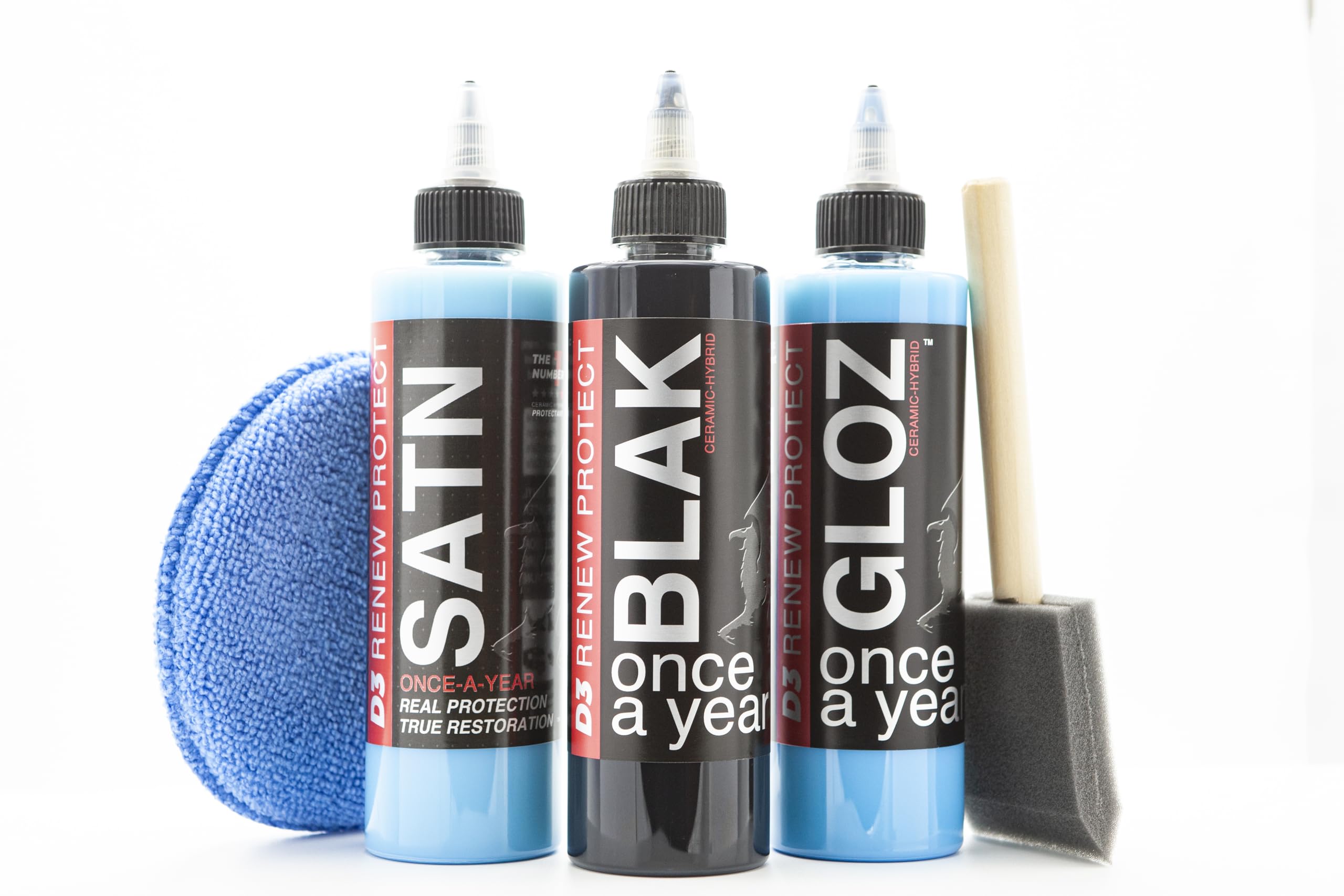 Renew Protect - Home Set | High Gloss, Semi, & Low Gloss, Real Restoration & True Protection - Tire Coating, Plastic, Rubber, Vinyl - Prevents Tire Dry Rot | 100% Uv Block Protection | 5Min Dry-Seal