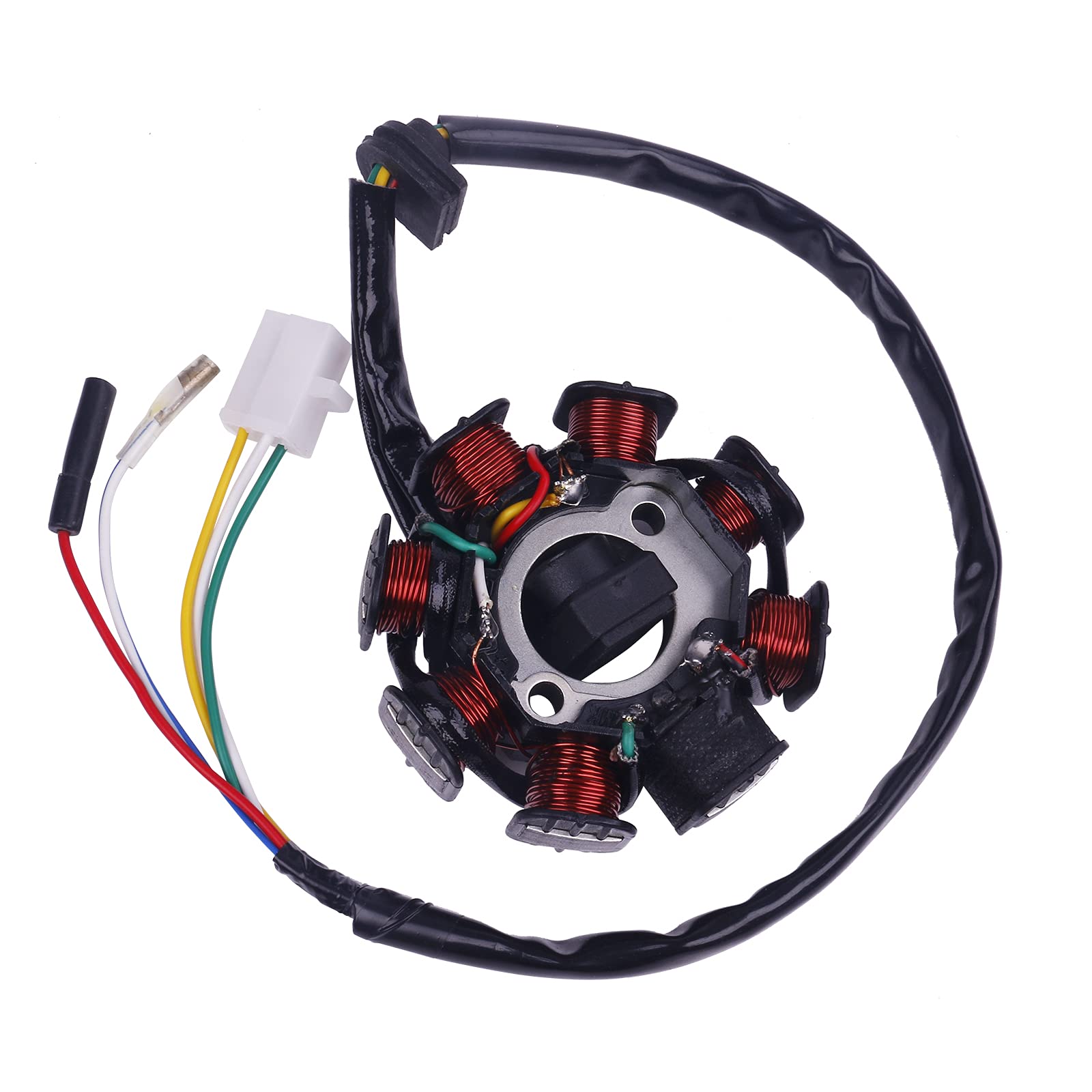 Glixal Gy6 49Cc 50Cc 80Cc 100Cc 8 Poles Magneto Stator For 139Qmb 139Qma 147Qmd Scooter Moped Atv Go-Kart Buggy Engine Taotao Jonway Icebear Baja Coolster Lance Sunl Vento (Alternating Current)