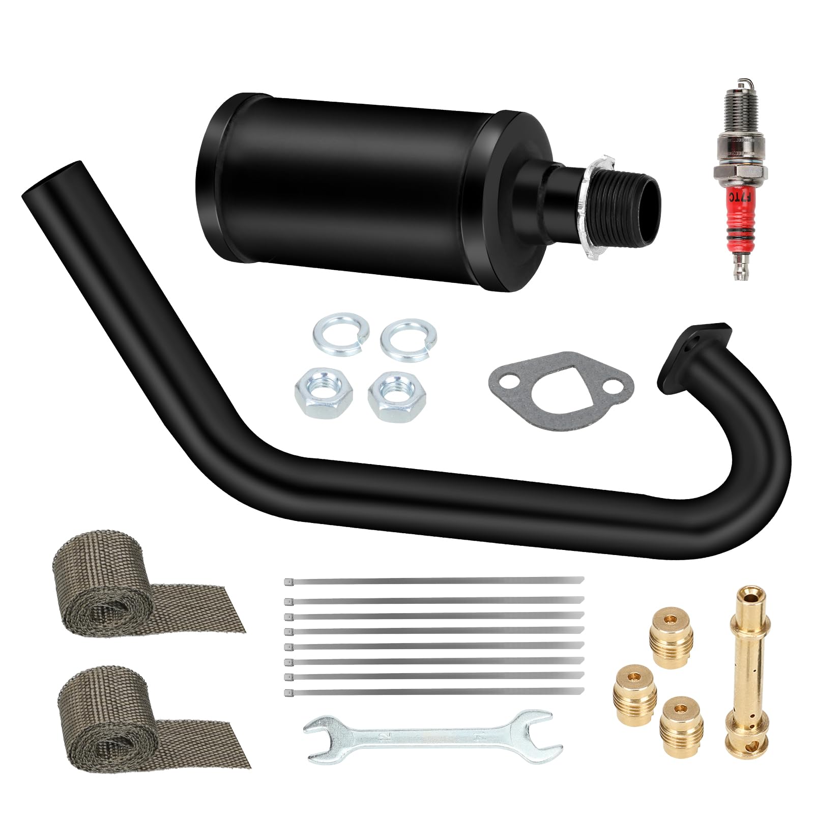 Fvrito 212Cc Exhaust Muffler Kit For Predator 196Cc 224Cc 6.5Hp Coleman Ct200U Bt200X Ct200U-Ex Kt196 Gx200 Tillotson Mini Bike Baja Mb200 Clone Engine Go Kart Performance Parts