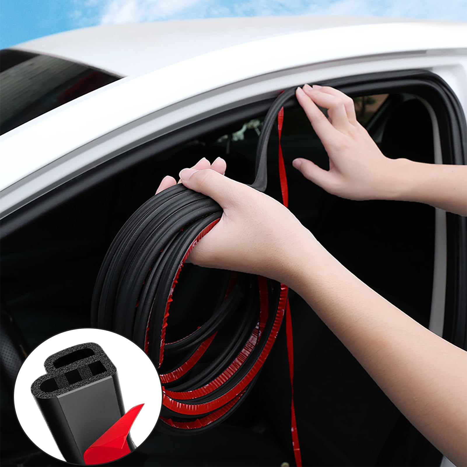 Dotaatdw Car Door Seal Strip 52.49Ft Car Weather Stripping Double Layer L Shape Self Adhesive Auto Door Soundproofing Weatherstrip For Car Door (16M/52.49Ft)