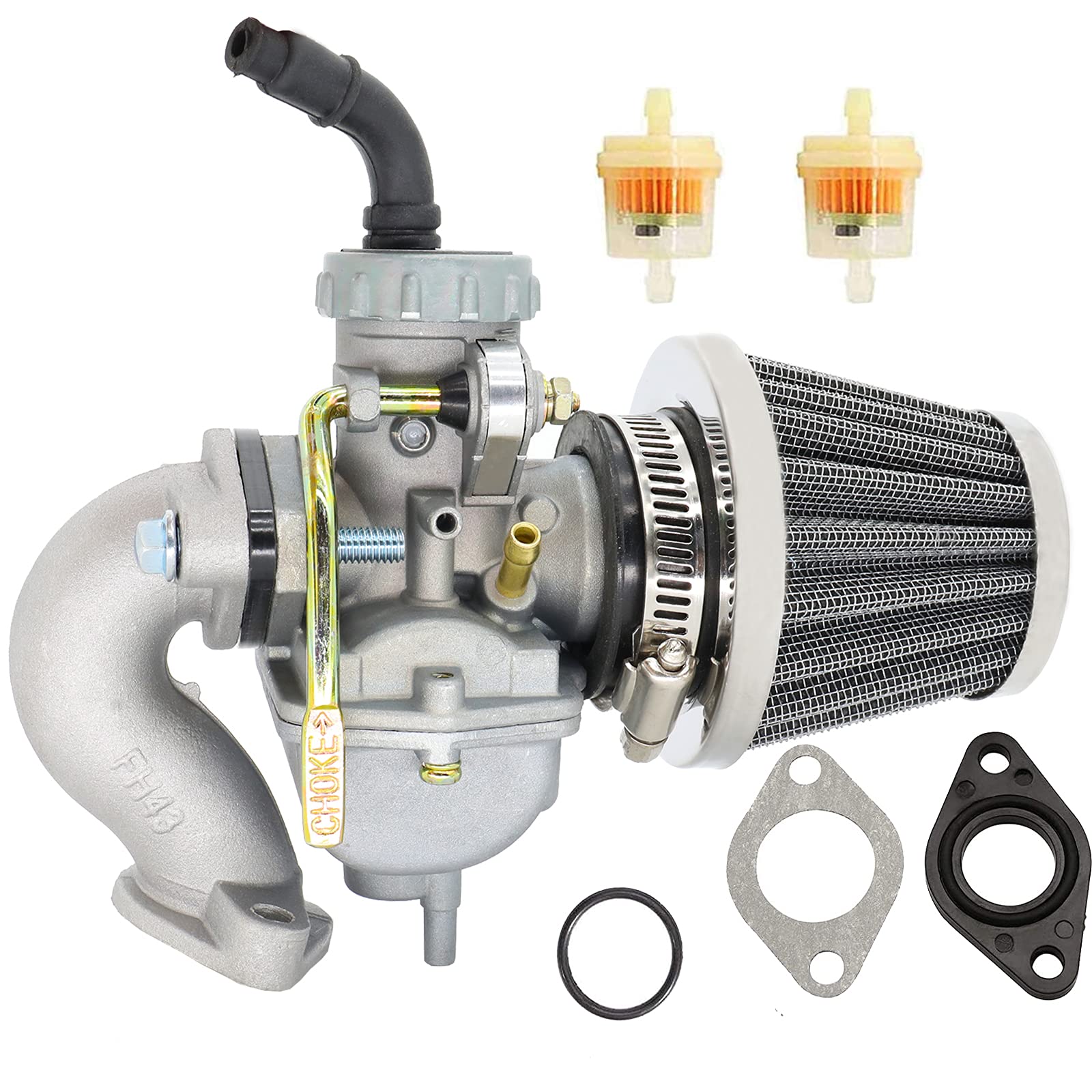 Pz20 Carburetor Replacement For Kazuma Baja 50Cc -125Cc Taotao 110B Nst Sunl Chinese Quad 4 Stroke Atv 4 Wheeler Go Kart Dirt Bike Crf50F Xl75 Crf80F Xr50R With 35Mm Air Filter +Inlet Pipe Manifold