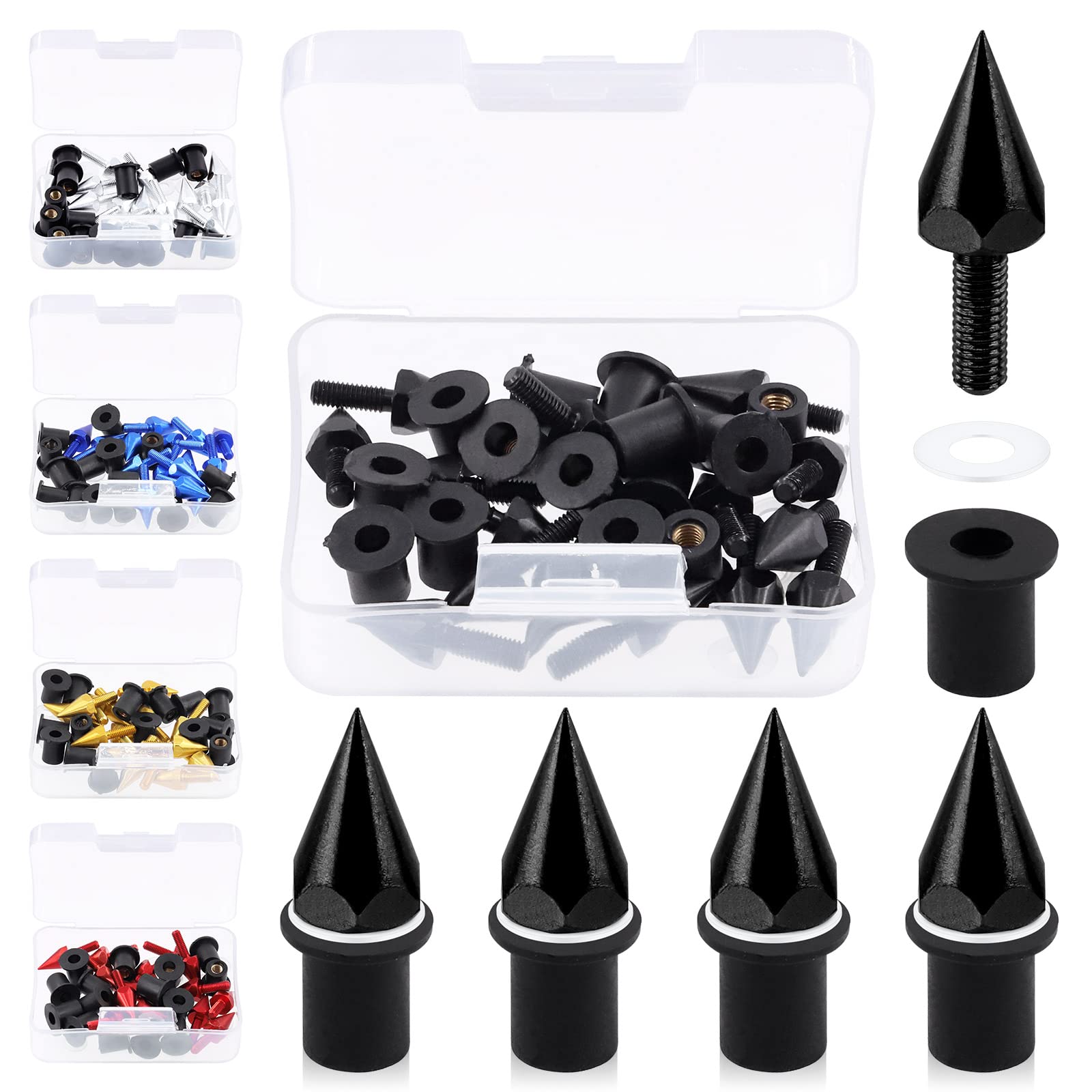 Swpeet 15Pcs Windshield Screws Aluminum Spike Motorcycle Windscreen Bolts Kit, Motorcycle Spike Bolt Screw Short Impaler Compatible With Most Motorcycle Modification Accessorie (Black)