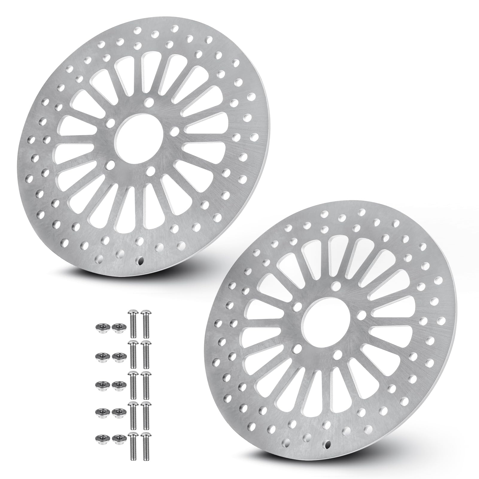 Youxmoto 2Pcs Front Brake Rotor 11.8' For Harley 2008-2020 Road King/Road Glide Electra/Street Glide/Tri Glide Ultra Classic (Flhr/Fltr/Flht/Flhx), Stainless Steel Sus 420 Brake Disc Rotor