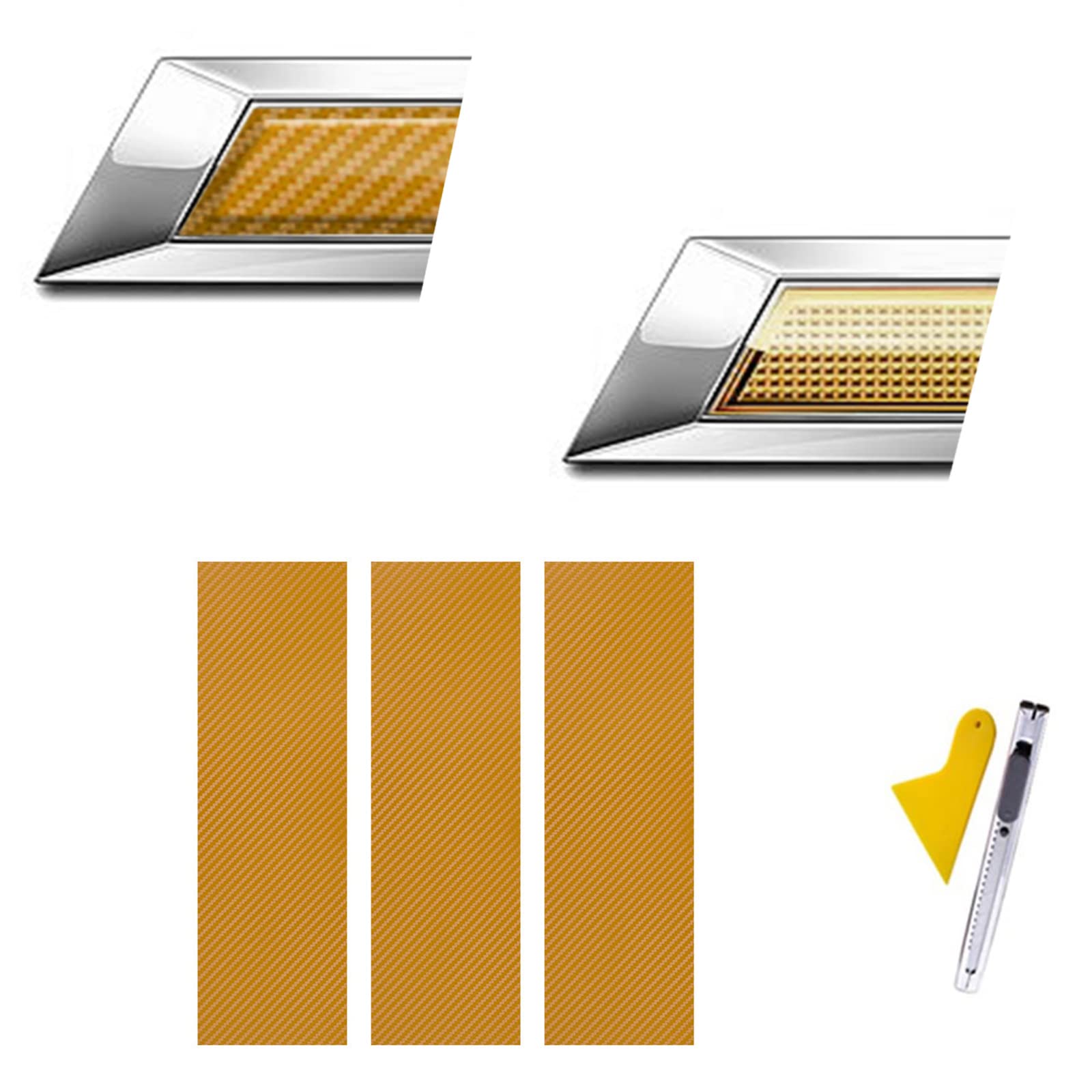 Lanzmyan Compatible With Bowtie Logo Wrap Stickers Cut-Your-Own Emblem Overlay Diy Decals For Chevy 3Pcs Gold