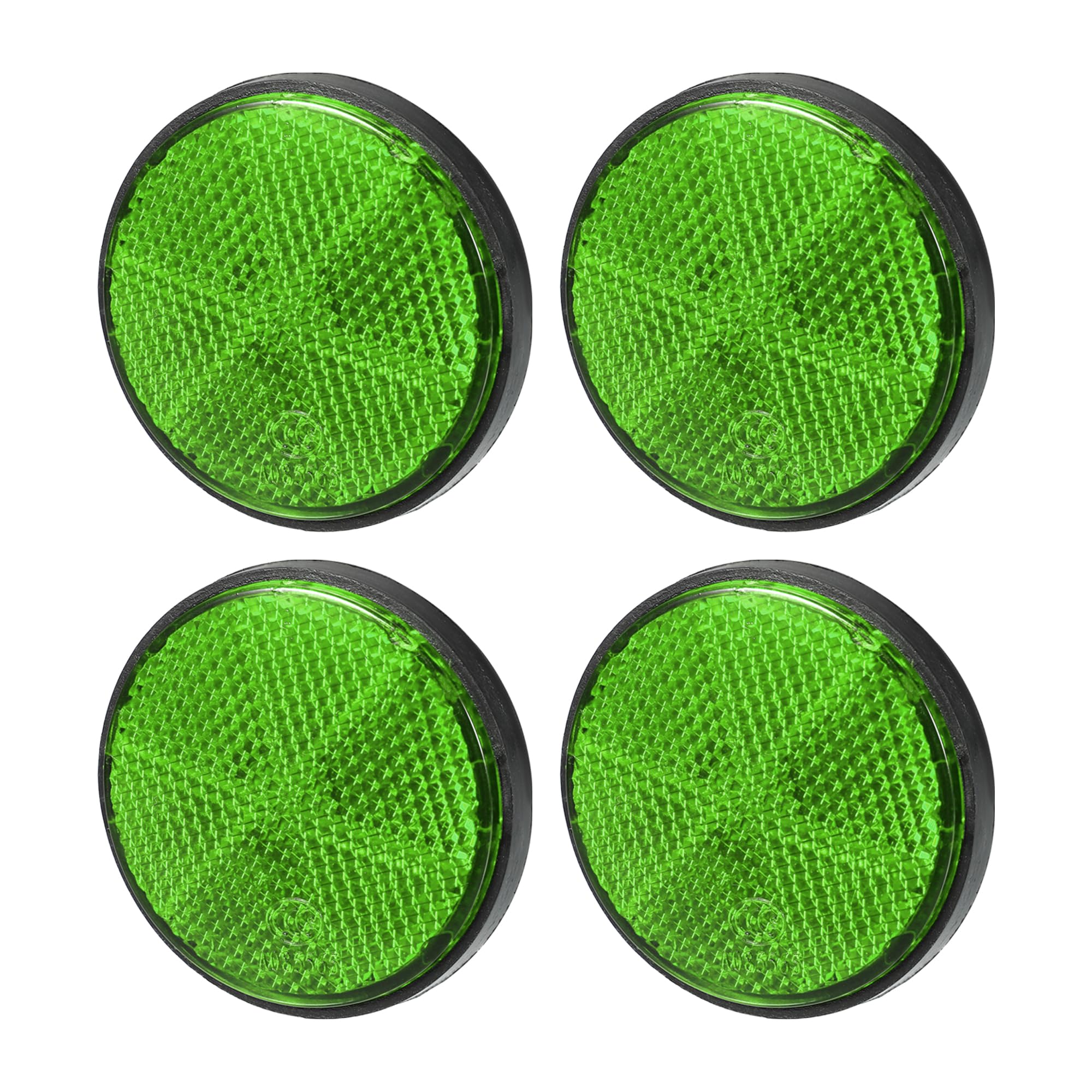 Partuto 4Pcs 2.20'X0.31' Universal Reflector - Round Motorcycle Bike Safety Reflector Increase Visibility And Safety On The Road - Plastic Green