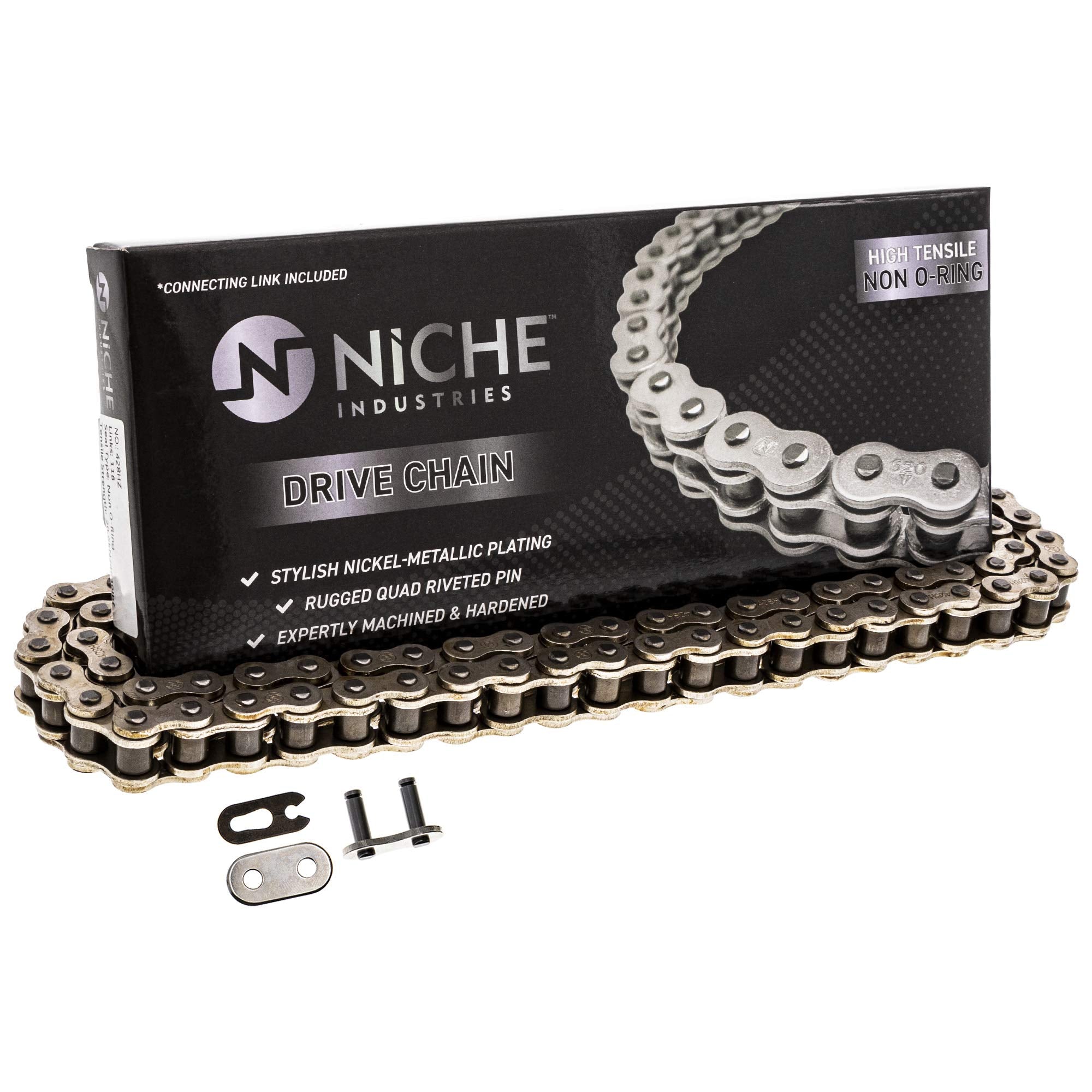 Niche 428 Drive Chain 122 Links Standard Non O-Ring With Connecting Master Link