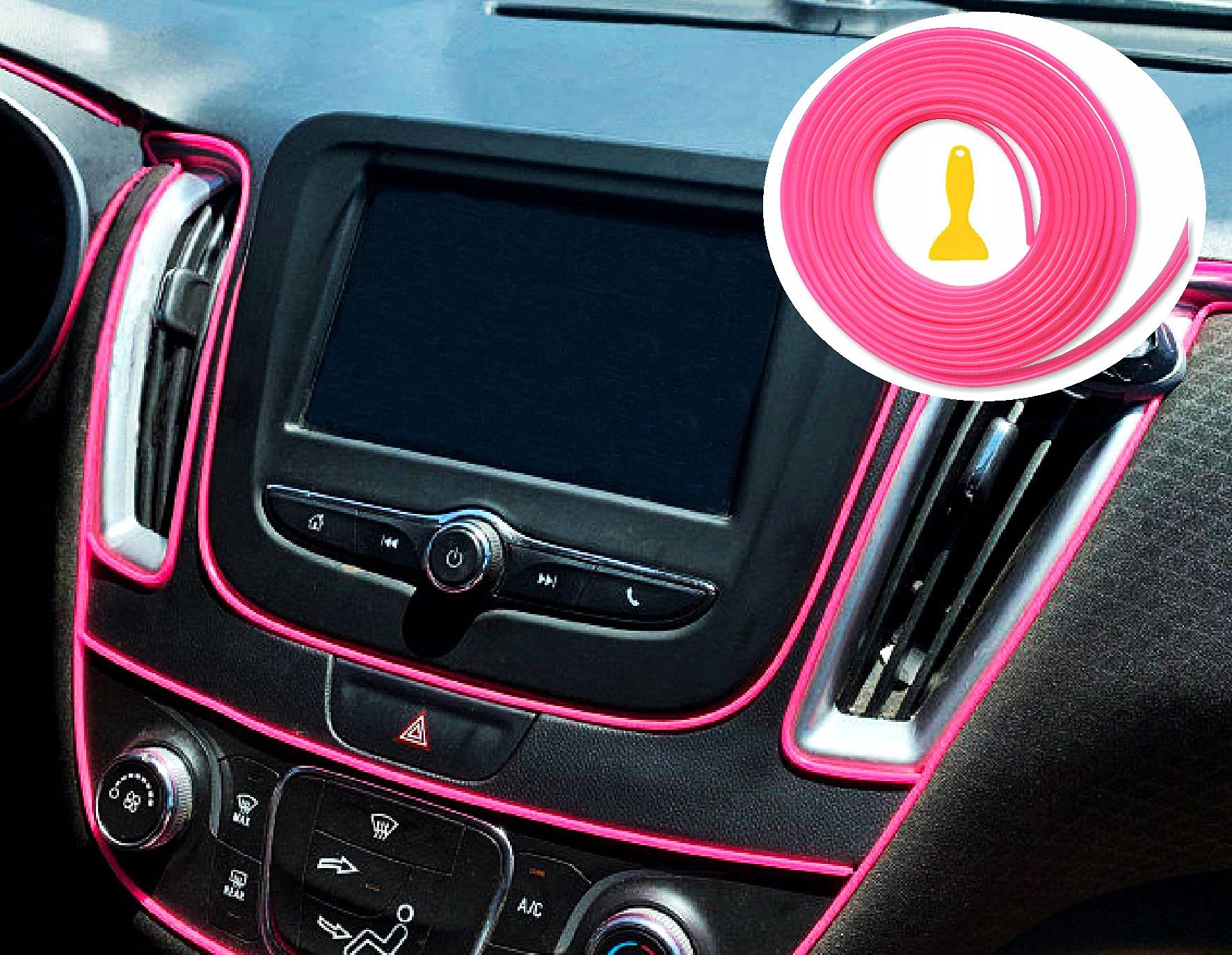 Tikun Tech Pink Car Interior Decorative Molding Door Panel Gap Trim Strip (23Ft)