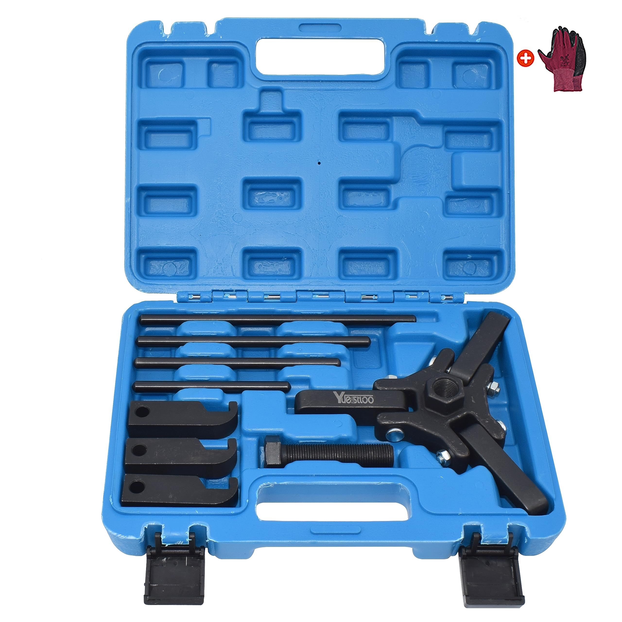 Yuesstloo Harmonic Balancer Damper Pulley Puller Kit, Compatible With Ford Gm Chrysler Cadillac Chevy Trucks Mitsubishi, Adjustable Upgraded 3-Jaw Puller For Harmonic Damper & Balancer Removal