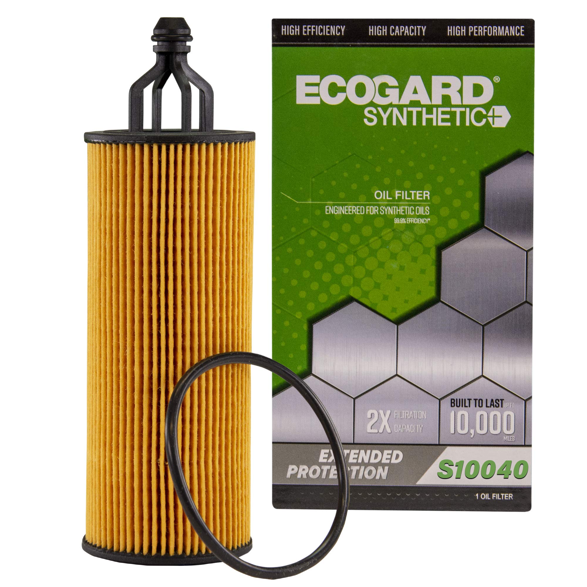 Ecogard S10040 Premium Cartridge Engine Oil Filter For Synthetic Oil Fits Jeep Grand Cherokee 3.6L 2014-2021, Wrangler 3.6L 2014-2021, Cherokee 3.2L 2014-2021, Wrangler Jk 3.6L 2018