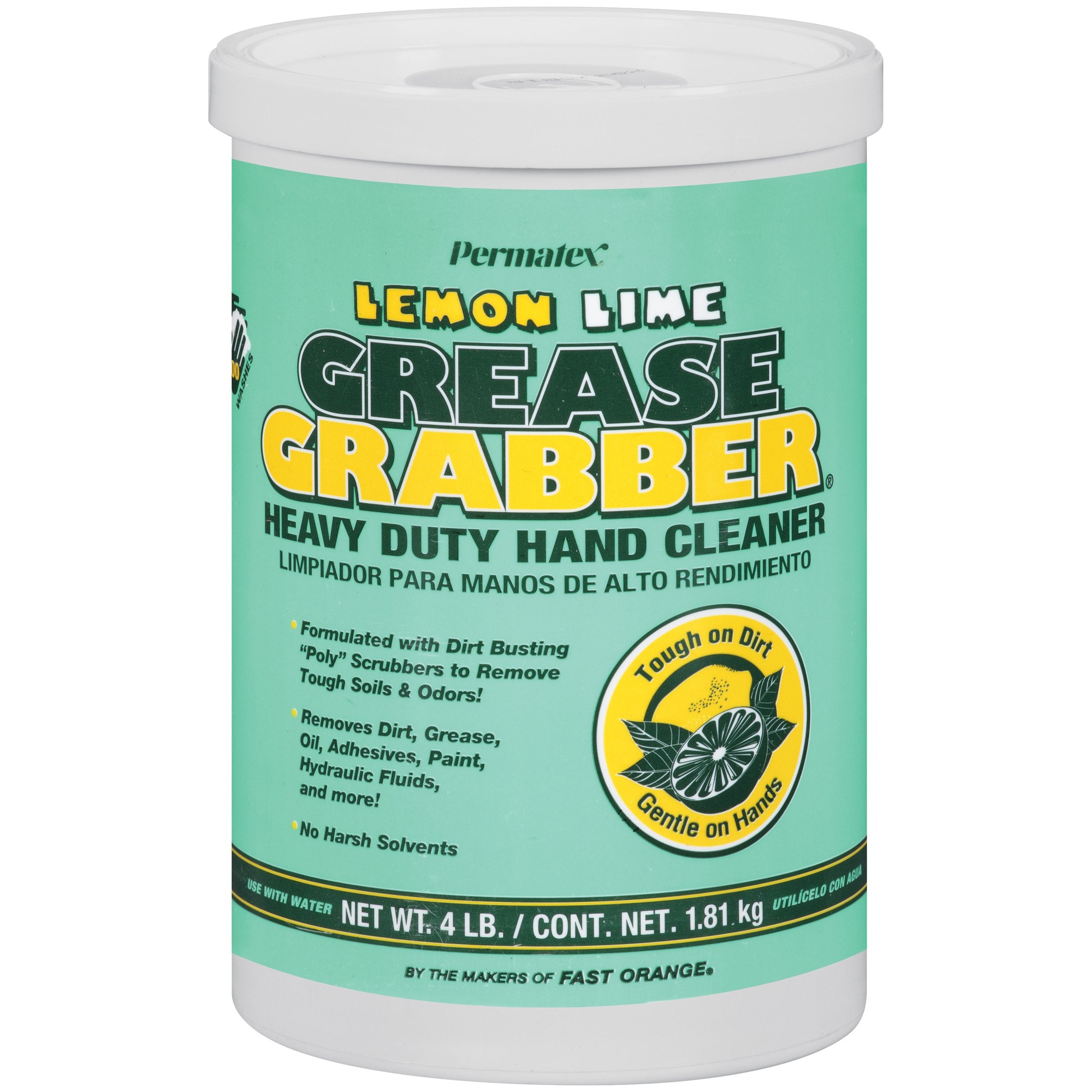 Permatex 13106 Grease Grabber Heavy Duty Lemon Lime Hand Cleaner, 4 Lbs.