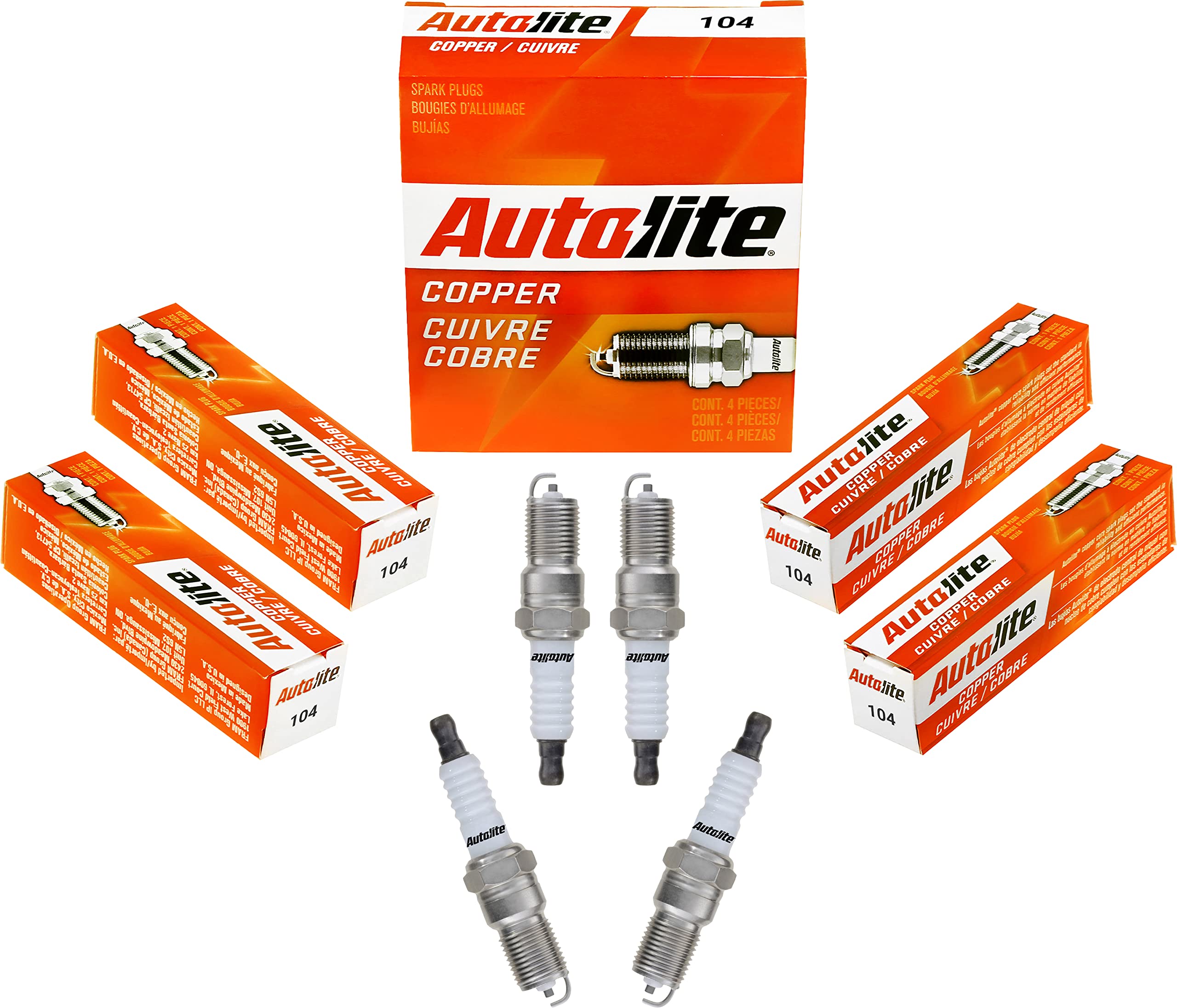 Autolite 104 Copper Resistor Automotive Replacement Spark Plugs (4 Pack)
