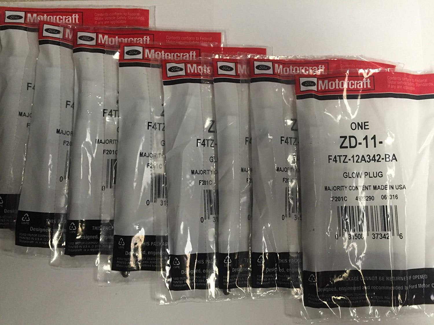 8 Pc Motorcraft Zd-11 F4Tz-12A342-Ba Glow Plugs 1995-2003 Ford 7.3 Liter
