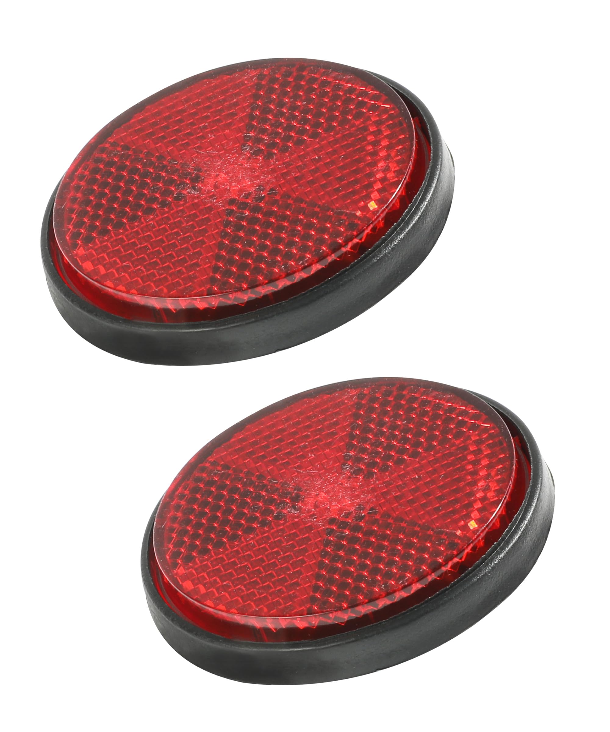 Qziulr Zlirfy 2Pcs Round Rear Reflectors,Motorcycle Bike Screw Mount,Screw On Safety Spoke Reflective Gate Posts Reflector,Red Plastic Universal Screw Mount Reflective Warning Reflector