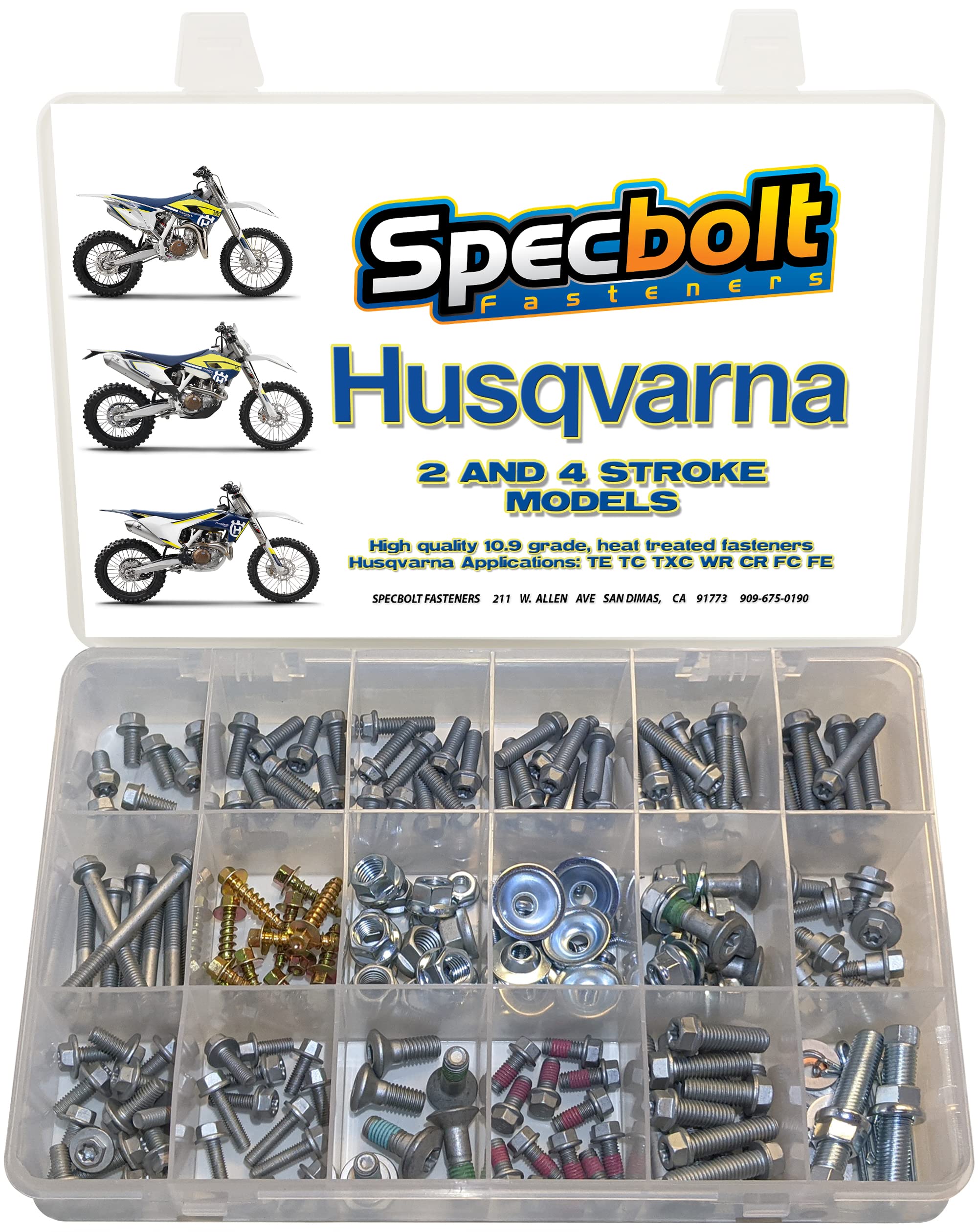 250Pc Specbolt Fasteners Brand Bolt Kit. Fits Husky And Related Brands. This Includes 2 Strokes: 50 65 85 125 250 300 550 4 Strokes 250 350 400 450 500 530 570 610 & Ktm