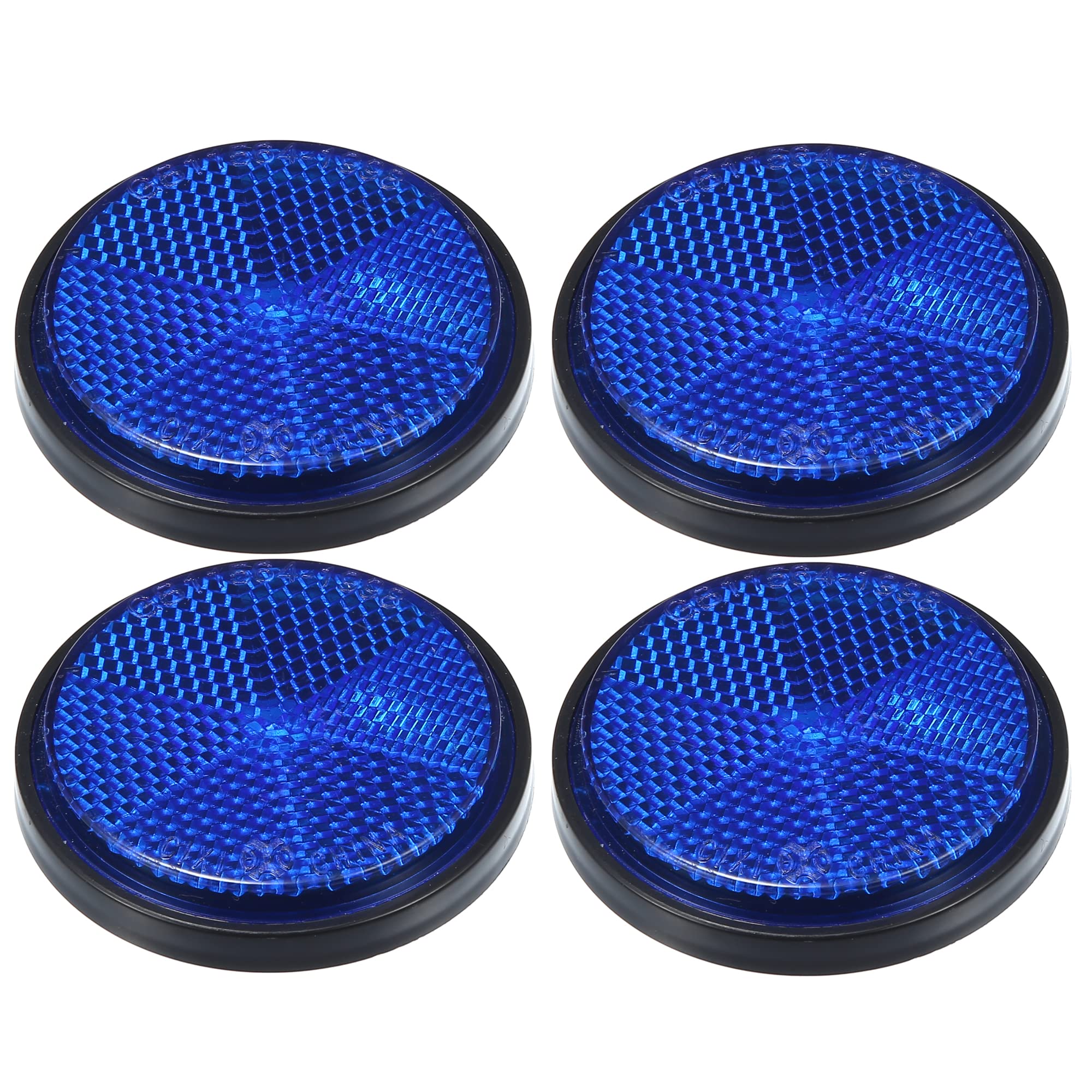 X Autohaux 4 Pcs Universal Round Shape Reflector For Motorcycle Garbage Cans Car Trailer Truck And Bike Blue