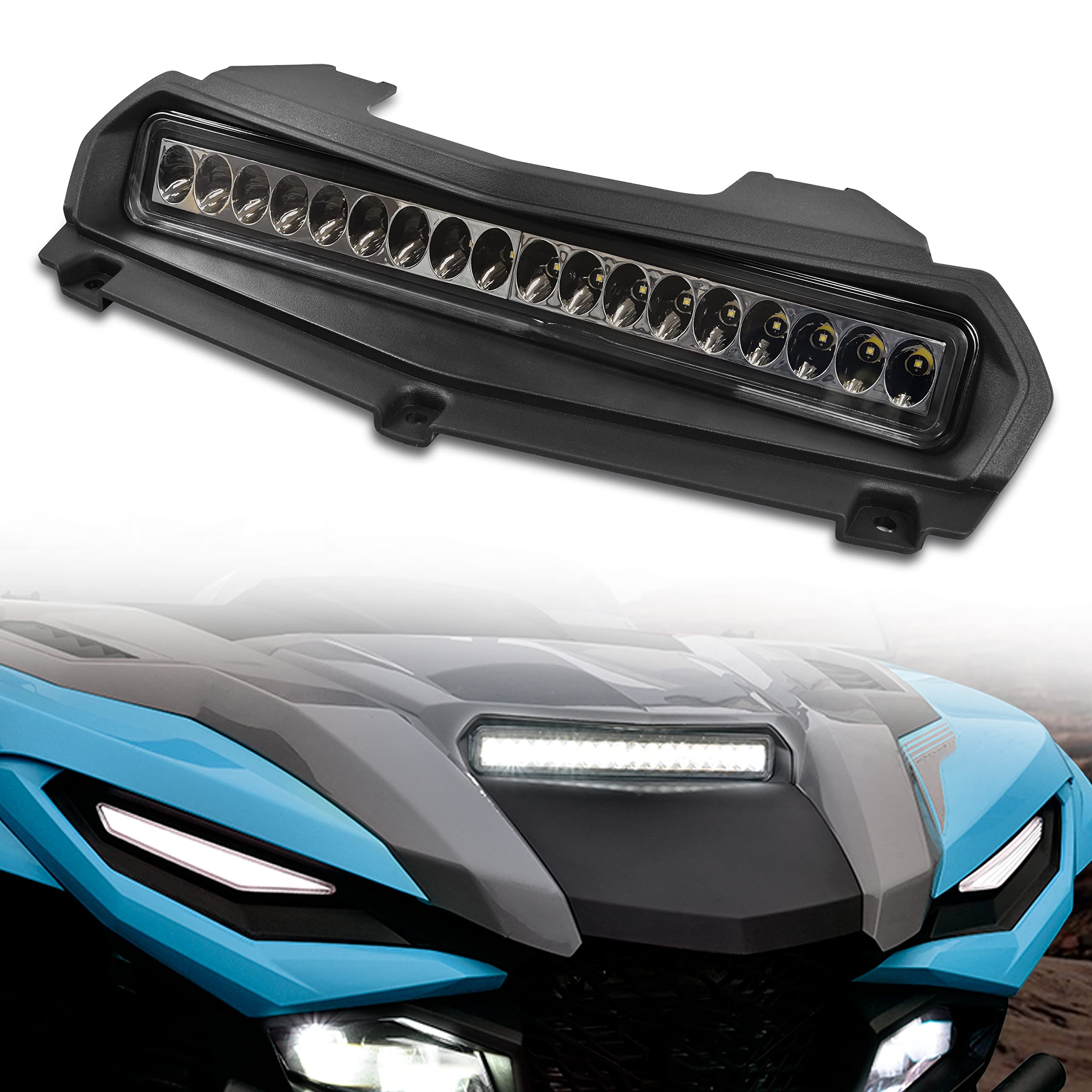 Katimoto Led Hood Scoop Light For Yamaha Rmax 1000, Front Auxiliary Light Hood Panel Light Daytime Running Light For Yamaha Wolverine Rmax2 1000 / Rmax4 1000 2021-2025 Accessories (1Pcs)