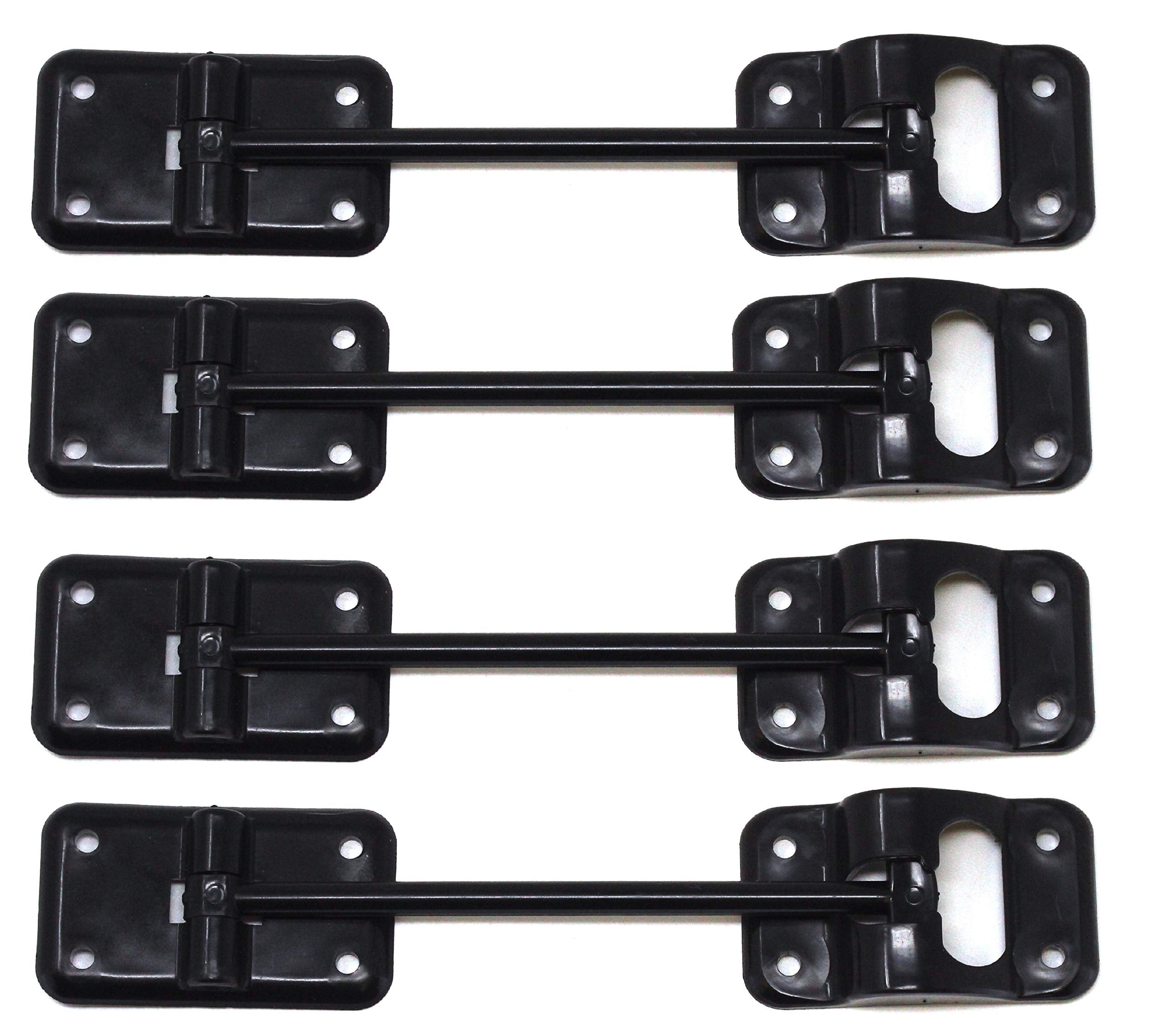 Jsp Manufacturing Black Plastic 6” T-Style Entry Door Catch Latch Holder For Rv Camper Trailer Cargo Hatch Assembly Kit (4)